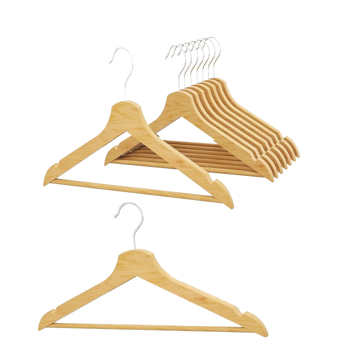 Natural Wooden Designed Wide Shoulder Garment Clothing Hangers For Wardrobes Shops & Boutiques