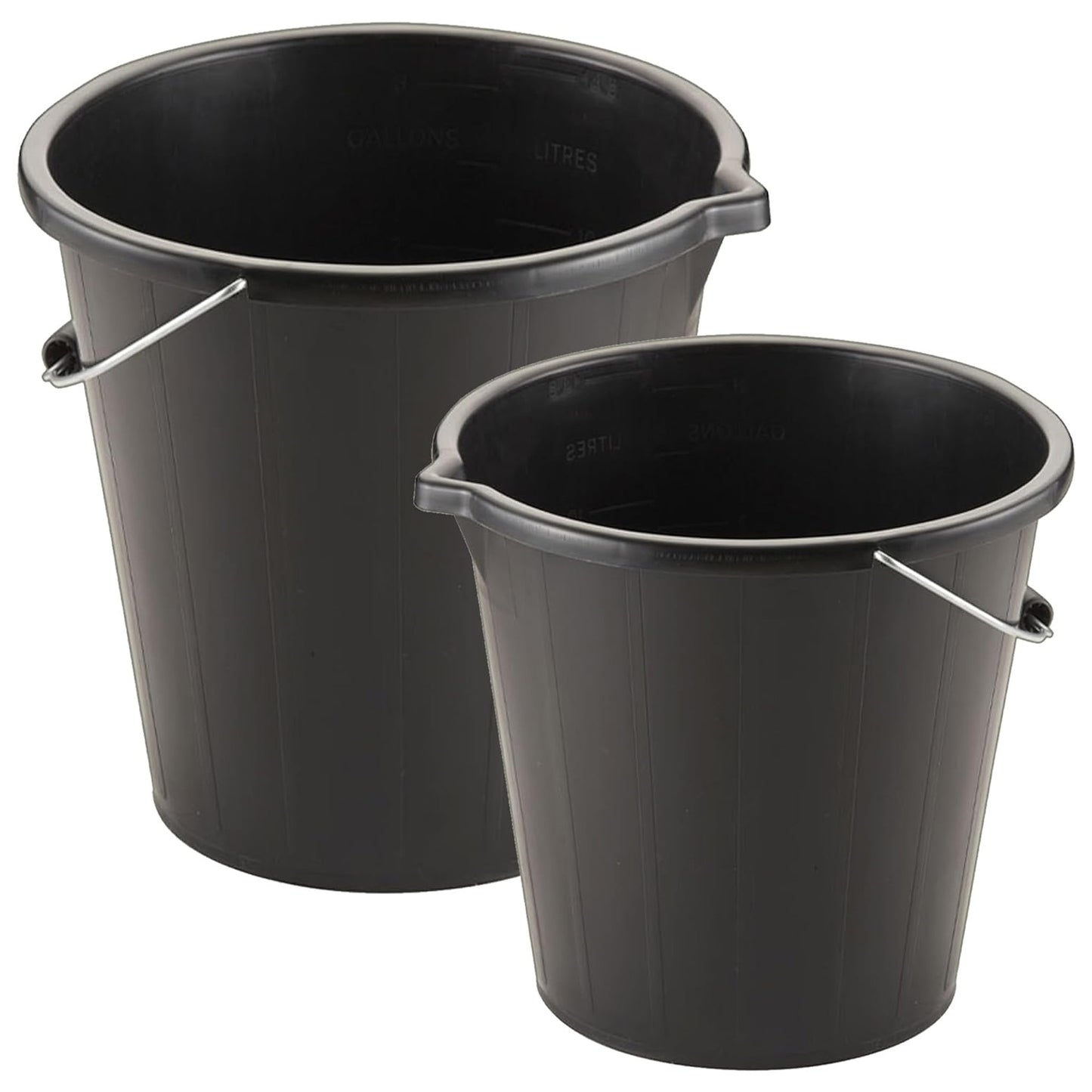 14 Litre Black Plastic Strong Robust 3 Gallon Water Mixing Cement Bucket With Metal Handle