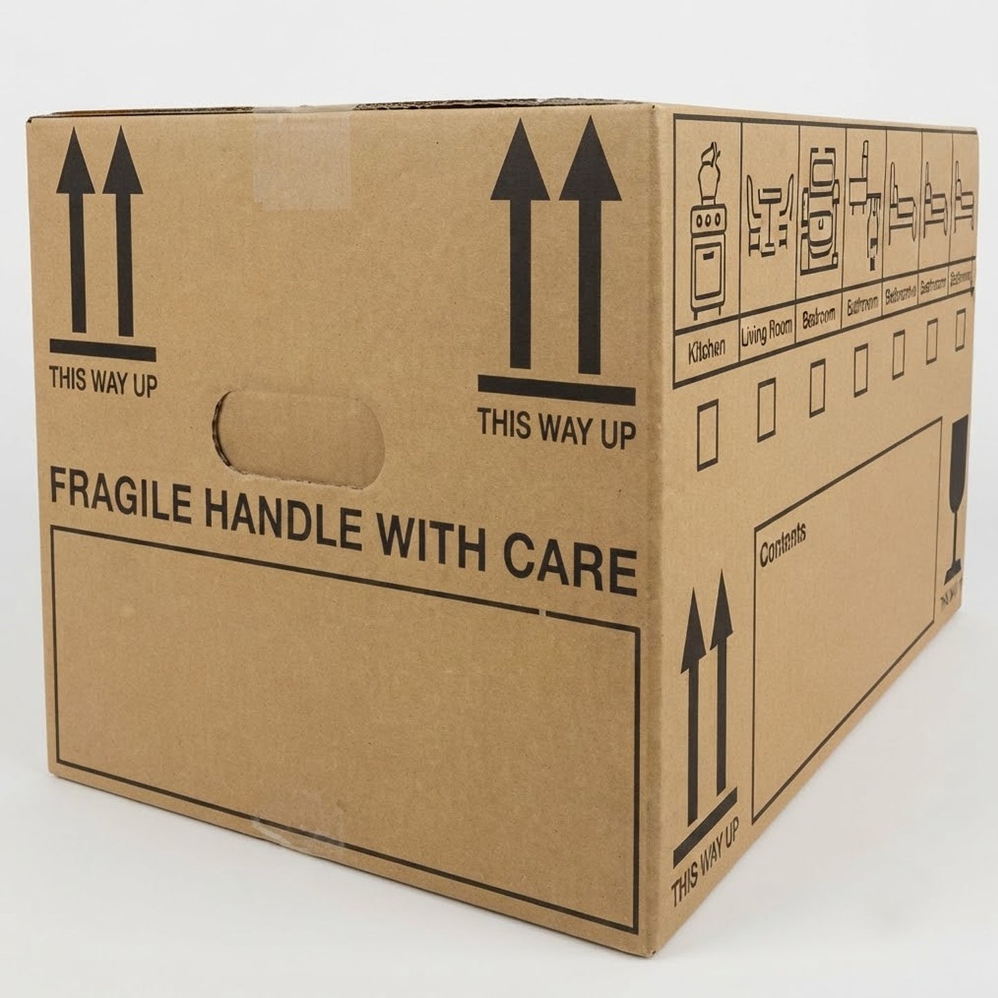 Pack of 20 Strong 44 Litres Printed Removal House Moving Boxes | 47cm x 31.5cm x 27cm With Built In Carry Handles & Tick List
