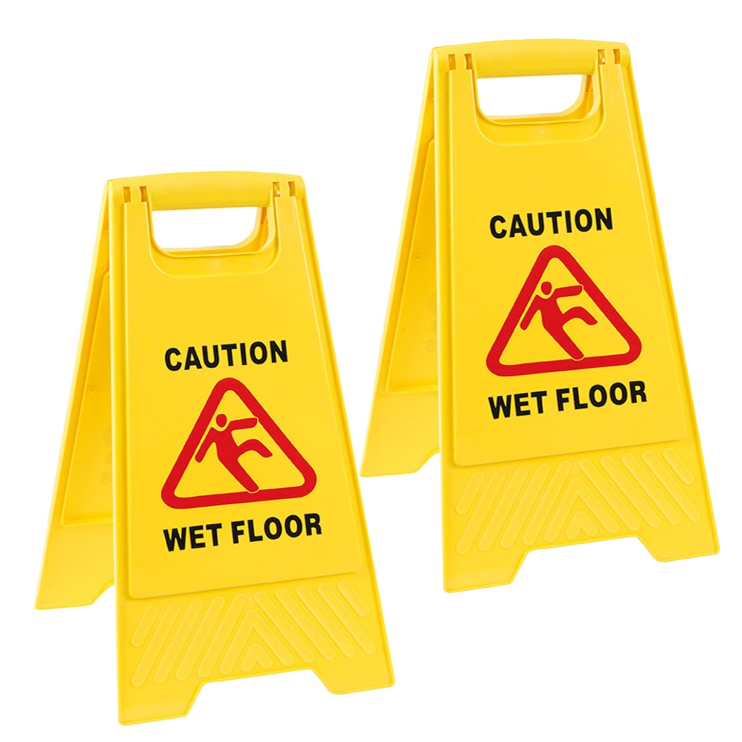 Double sided Bright Yellow Plastic Wet Floor Cleaning In Progress 'A' Sign For Slippery Floors/Washrooms & Public Areas