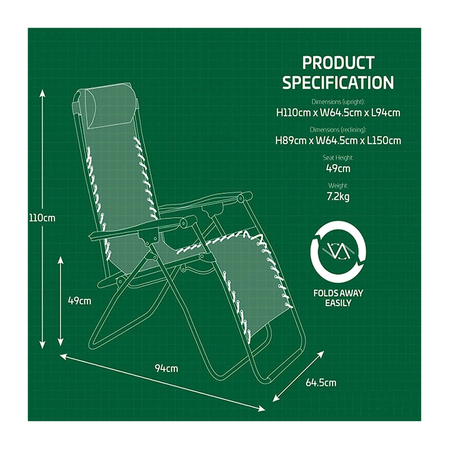 Zero Gravity Reclining Weatherproof Outdoor Garden Patio Camping Sun Loungers With Headrest Pillow