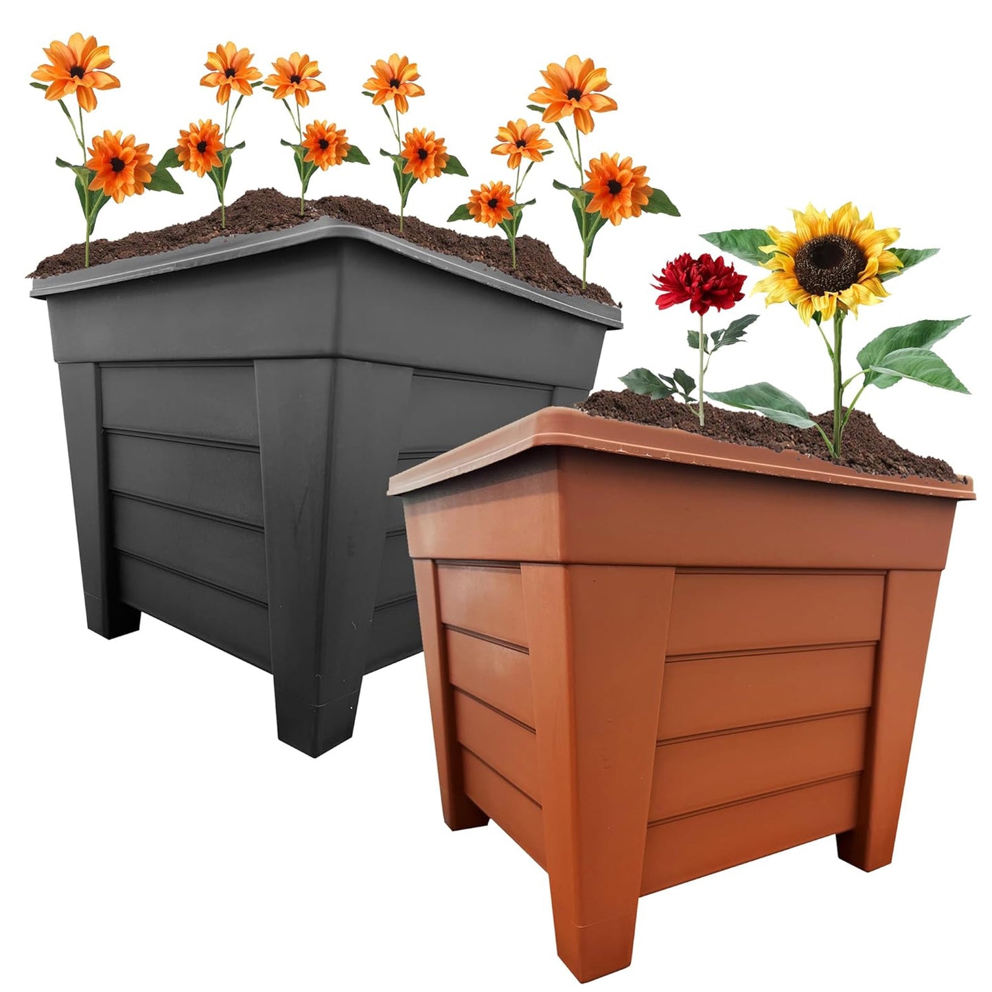 Black Or Terracotta 33cm Spacious Grosvenor Flower Plant Pots For Home & Garden