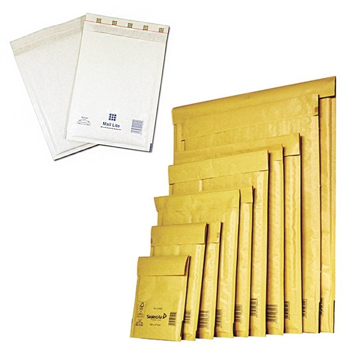 Mail Lite Gold & White Padded Bubble Lined Postage Mailing Envelopes