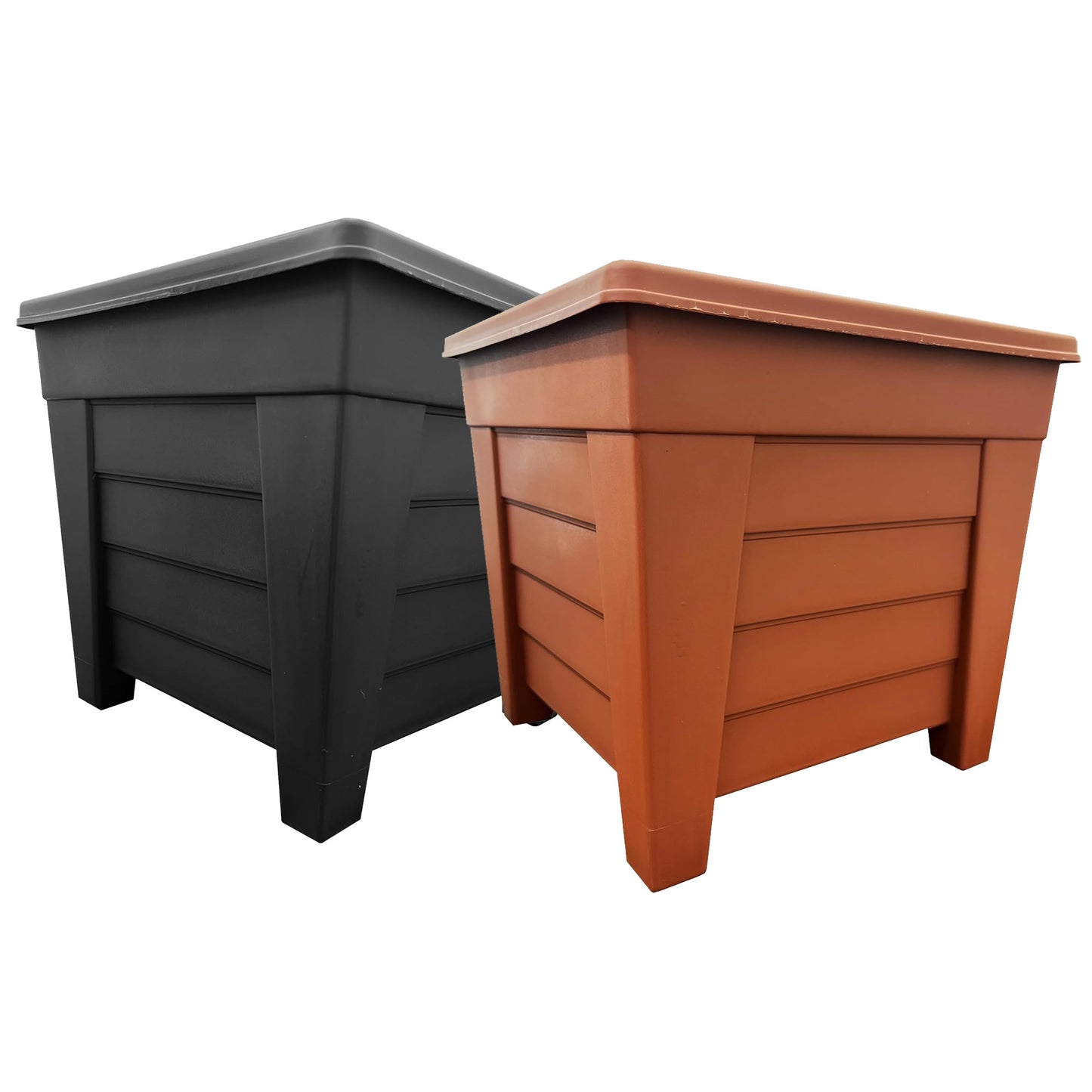 Square Or Rectangular Black Terracotta Trough Flower Planters For Home & Garden