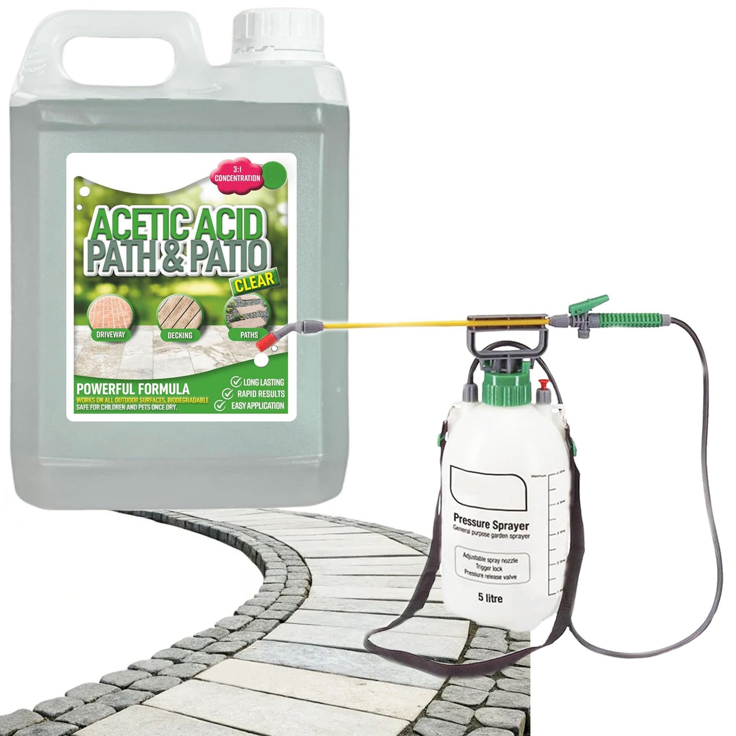 2.5 Litre Super Strength Acetic Acid Vinegar Complete With 5 Litre Pressure Sprayer