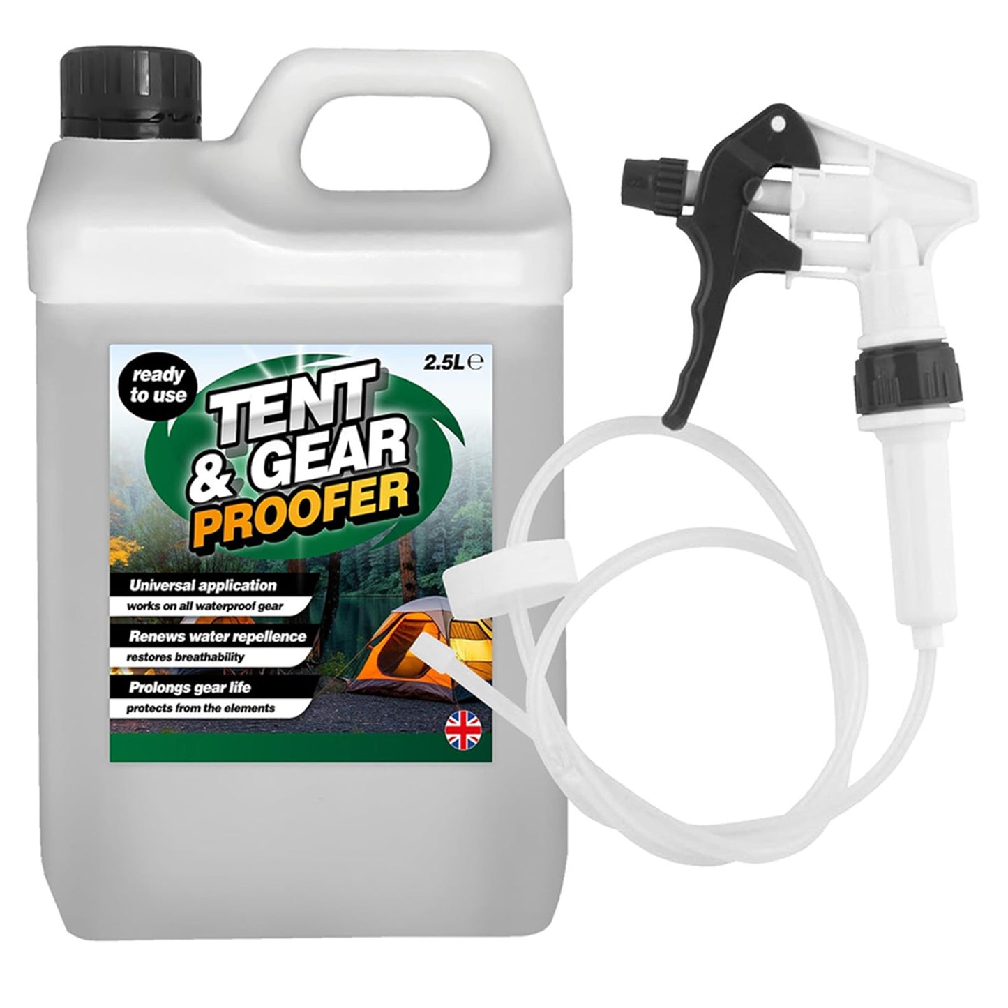 2.5 Litre Protective Tent & Gear Waterproofing Treatment With Long Hose Trigger