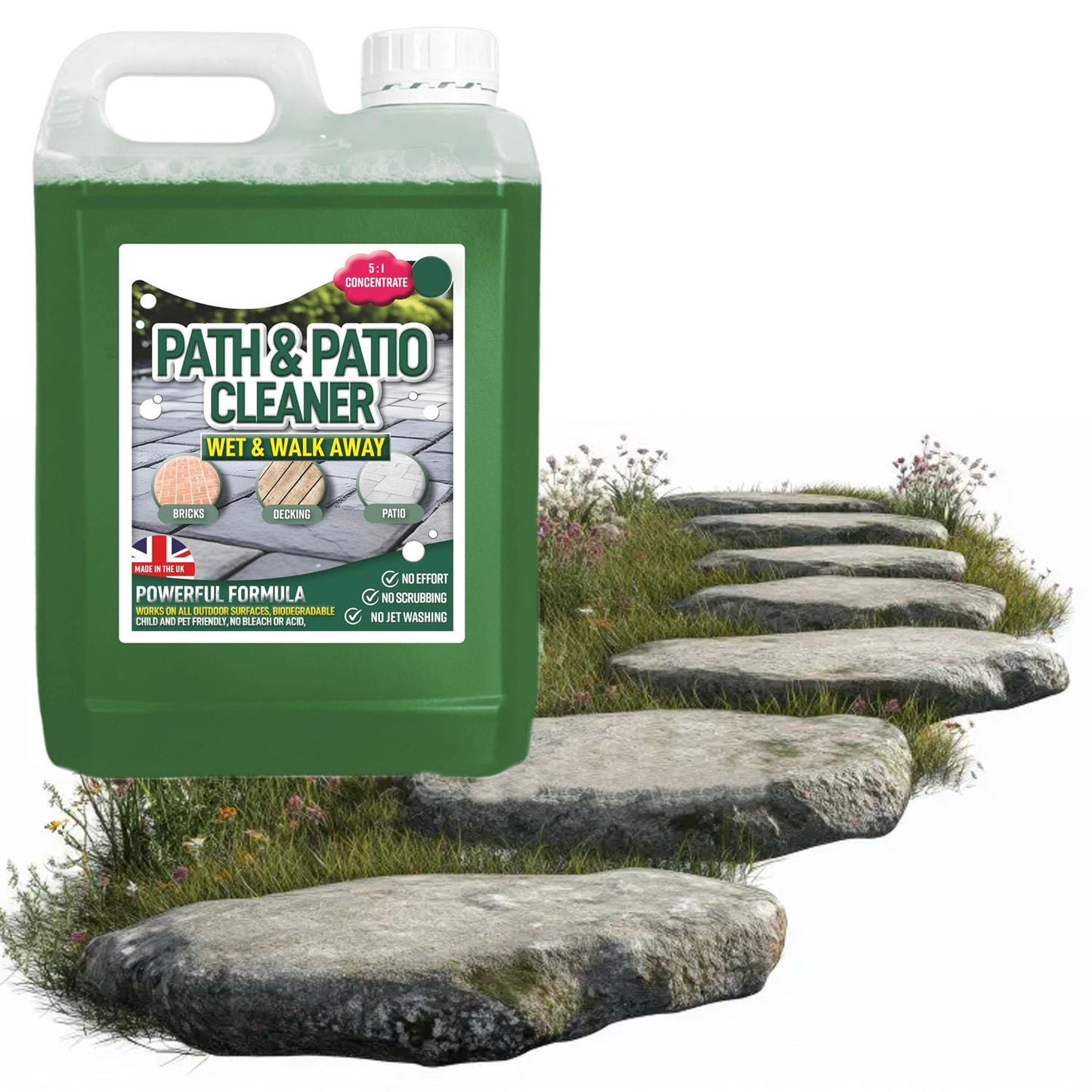 2.5 Litre Green Outdoor Path & Patio Cleaning Fluid Solution