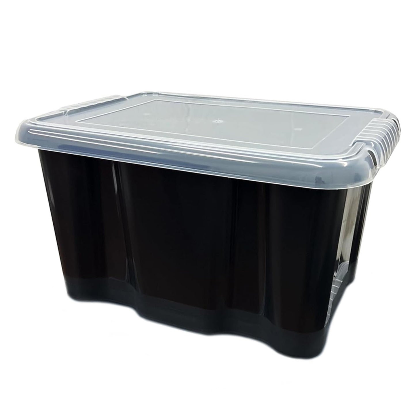 5 x 24 Litre Black Base Strong Plastic Home Office Storage Containers With Clear Lids