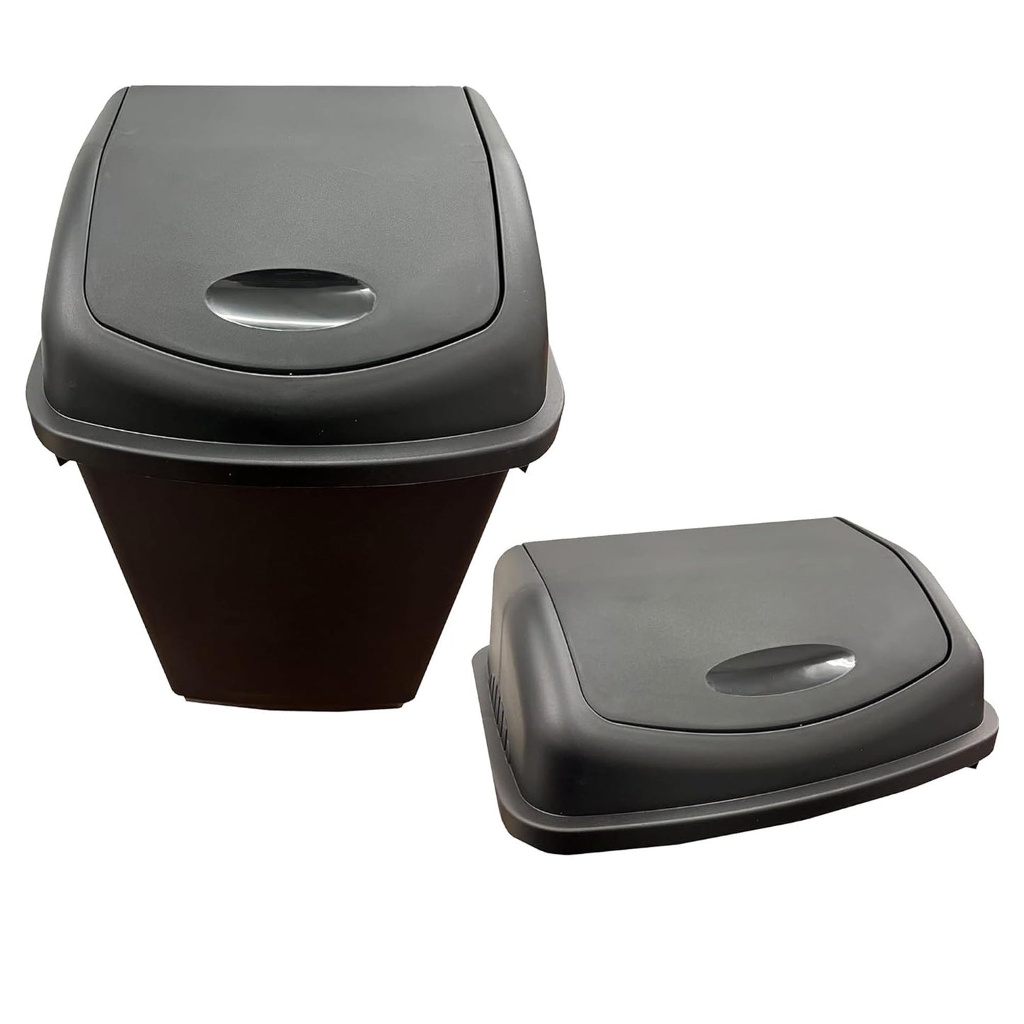 25L Or 50L Home Office Bathroom Black or Silver Plastic Kitchen Waste Rubbish Bin With Swing Lid