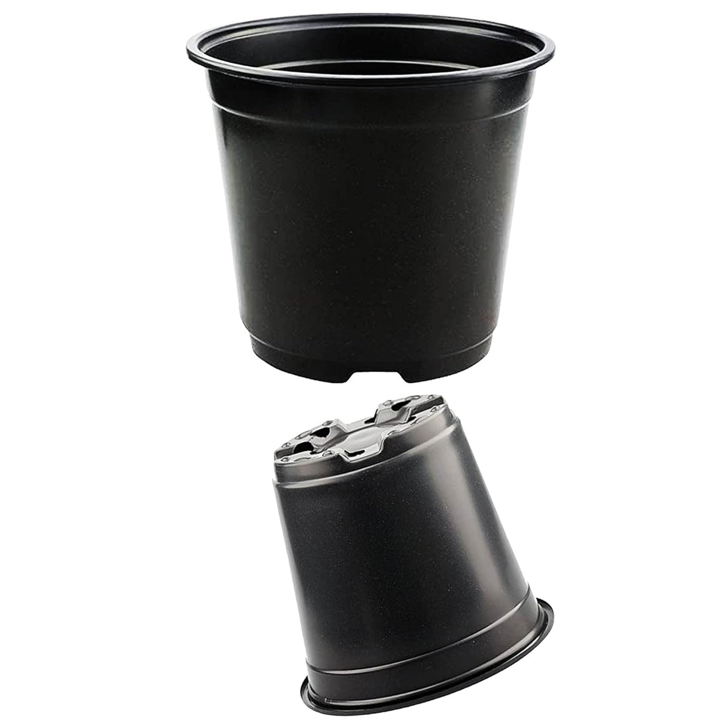 Plastic Flower Plant Pots Black Round With Drainage Holes & Strong Reinforced Rims