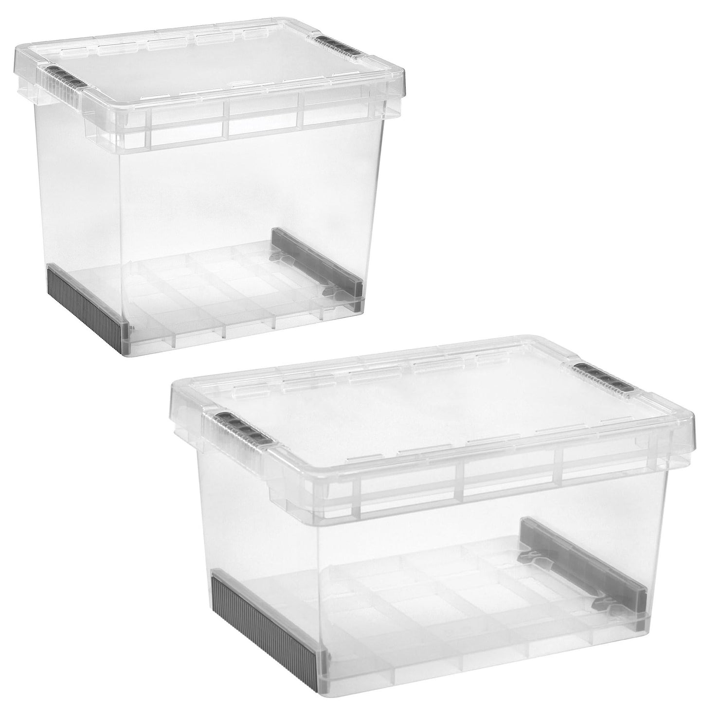 Clear Plastic Stackable Ultra Resistant Modular Plastic Storage Container Boxes With Secure Clip Lock Lids