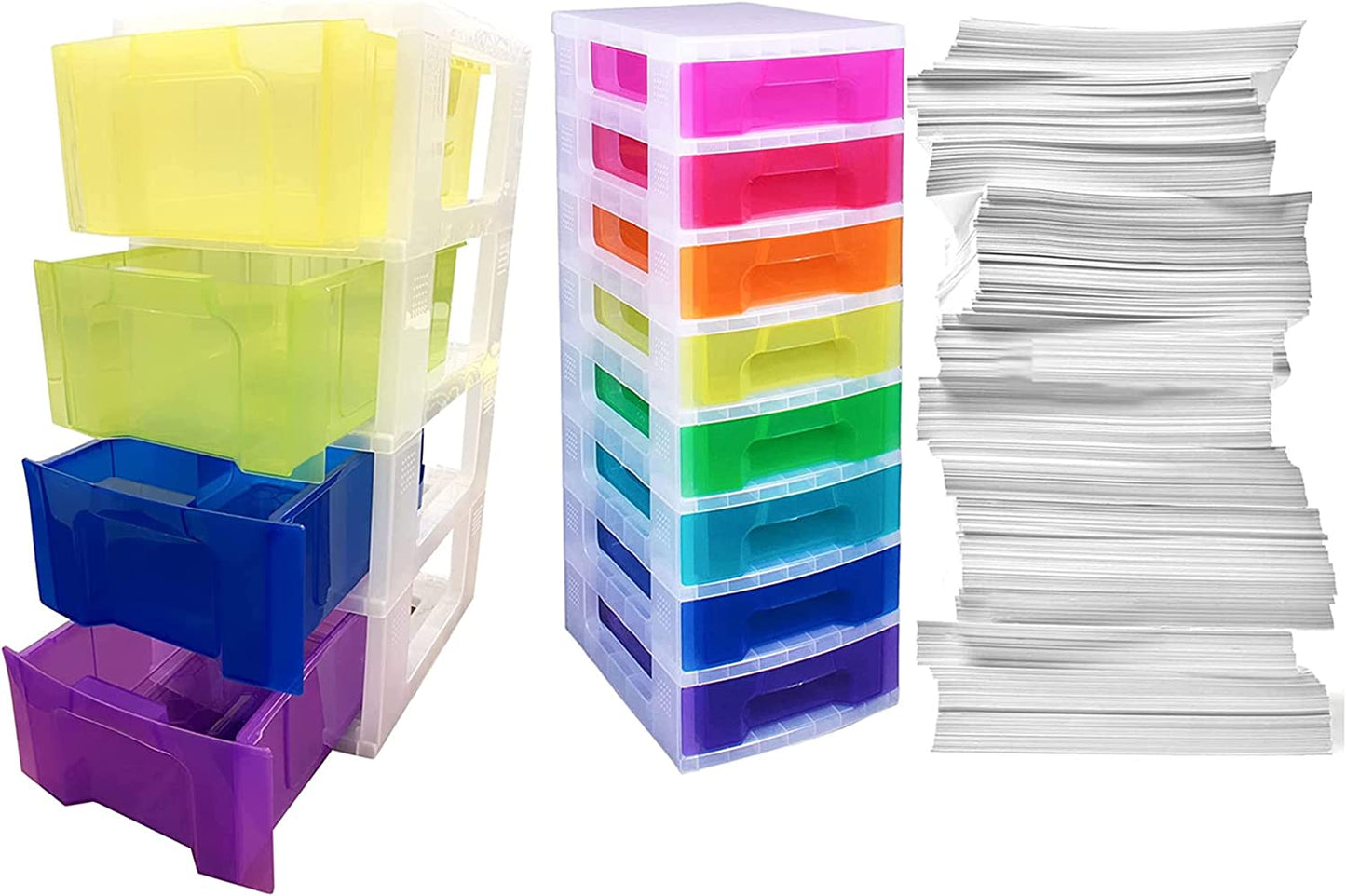 Plastic Rainbow Coloured Modular Storage Tower Units For Home Office Schools Children’s Toys Drawer