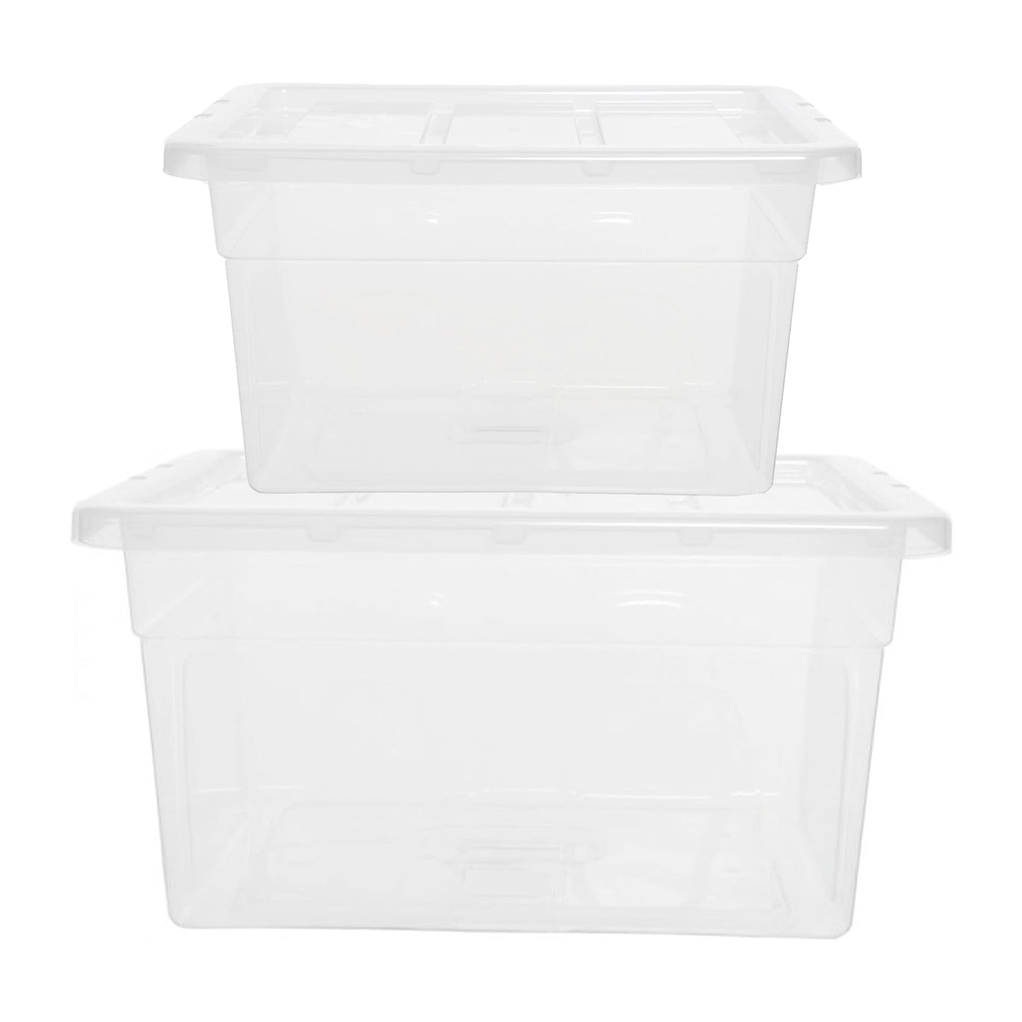 Selection Of Clear Plastic Stackable Transparent Storage Boxes 22L, 64L & 96L Complete With Lids