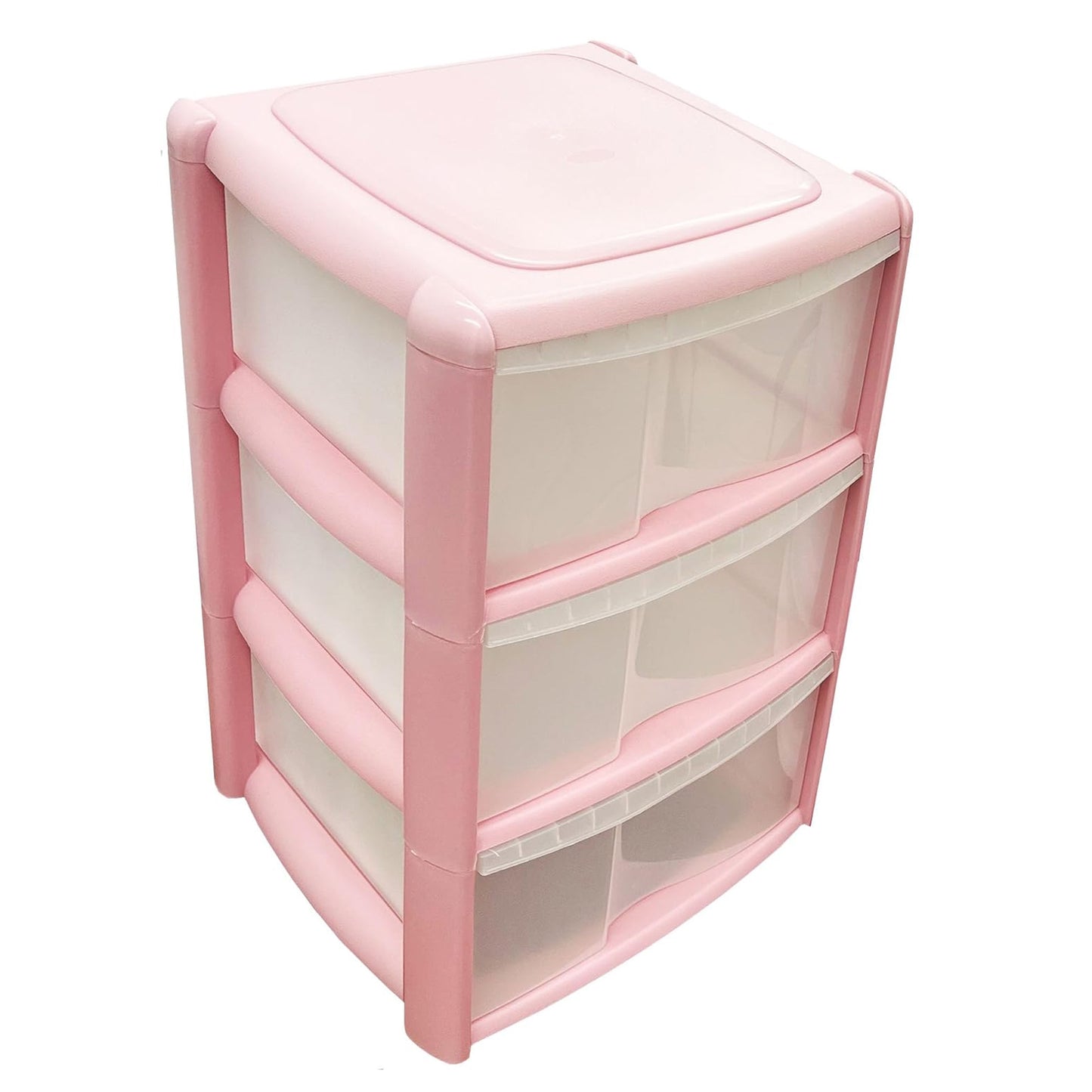 Home Schools Offices Large Pink 3 Or 4 Frosted Tower Storage Unit With Clear Drawers