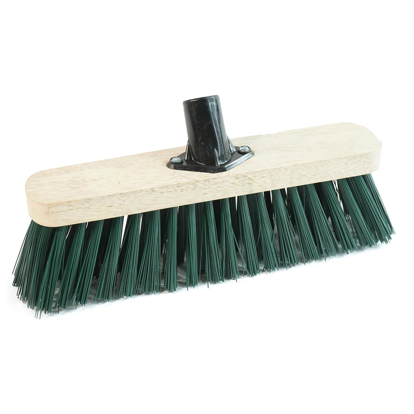 Wooden Handle Black Green Strong PVC Bristle Sweeping Brooms For Cleaning Hard Floors