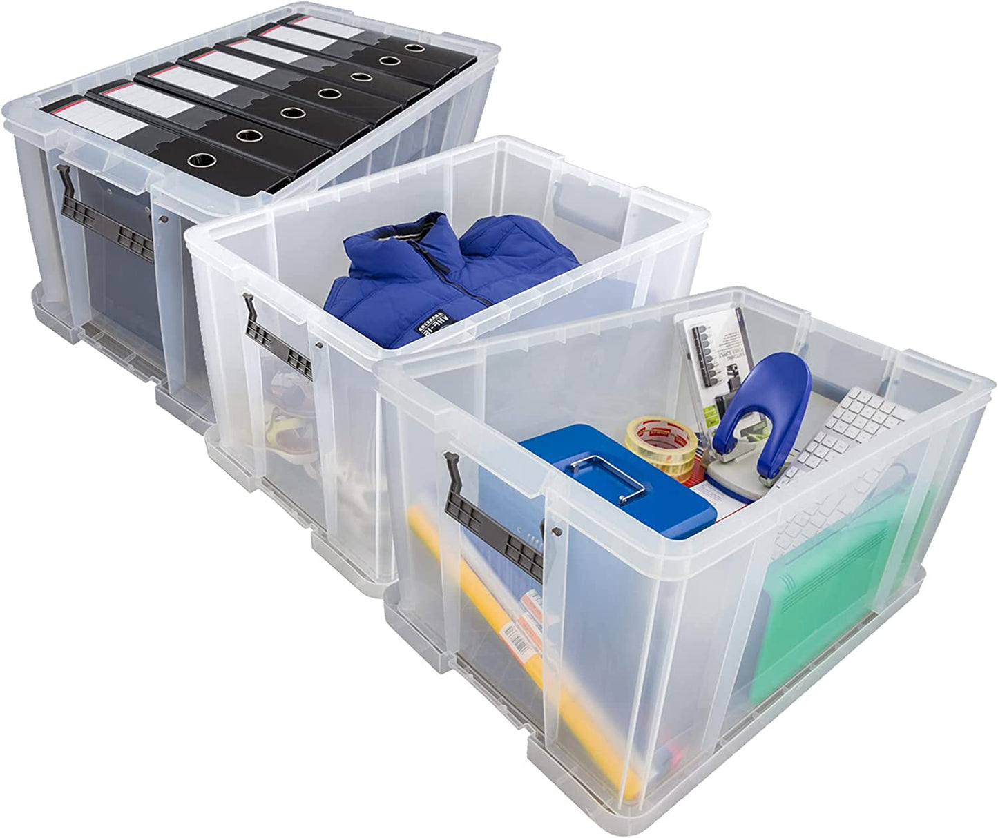 Multipurpose Strong Reinforced Clear Snap Closure Storage Containers With Lids & Handles