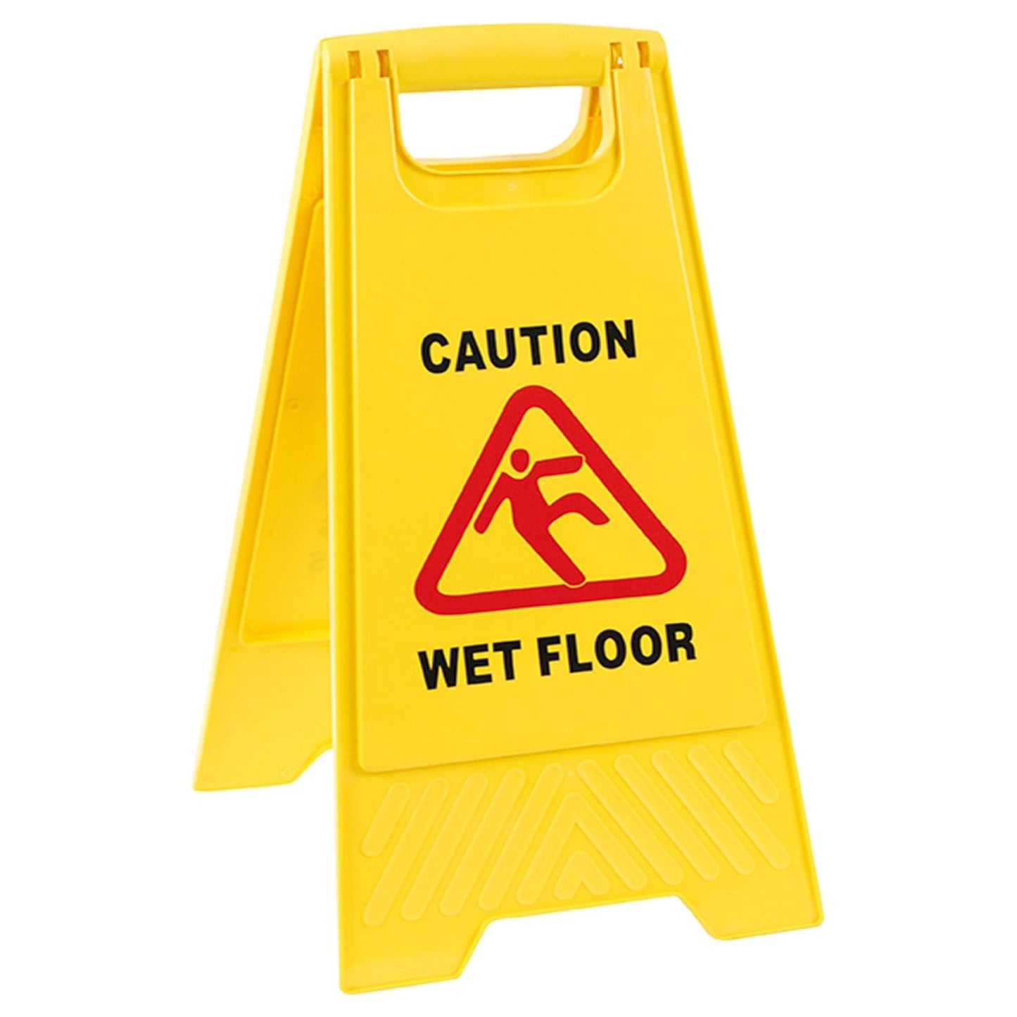 Double sided Bright Yellow Plastic Wet Floor Cleaning In Progress 'A' Sign For Slippery Floors/Washrooms & Public Areas