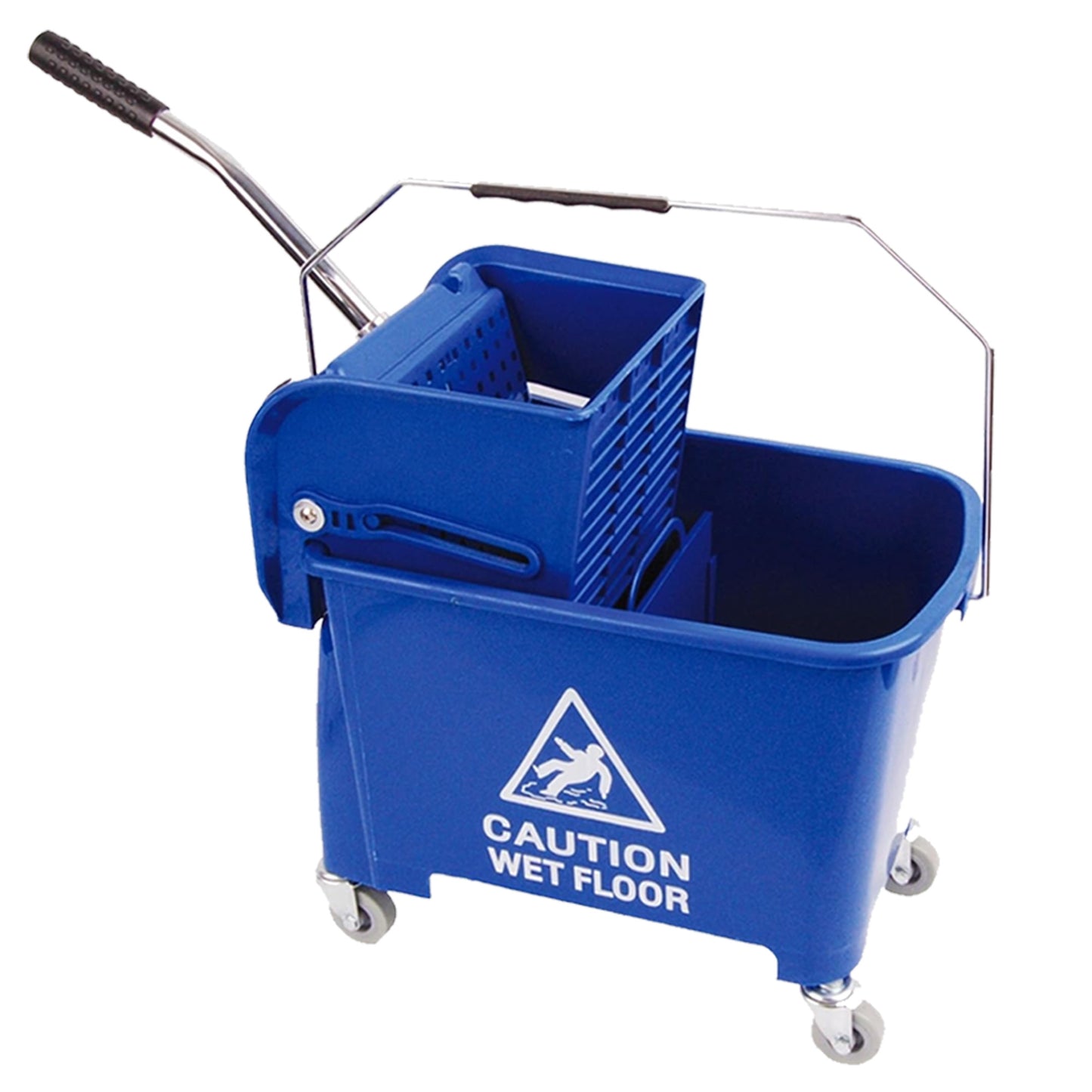 Wet Floor 20 Litre Strong Durable Kentucky Dual Bucket & Wringer Floor Cleaning System With Wheels & Handle