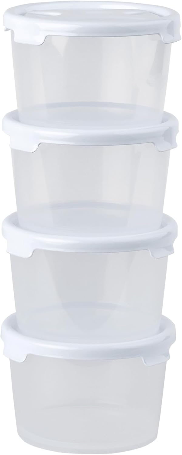 Strong Reusable Plastic Microwave Safe 300ml Round Stackable Food Storage Containers