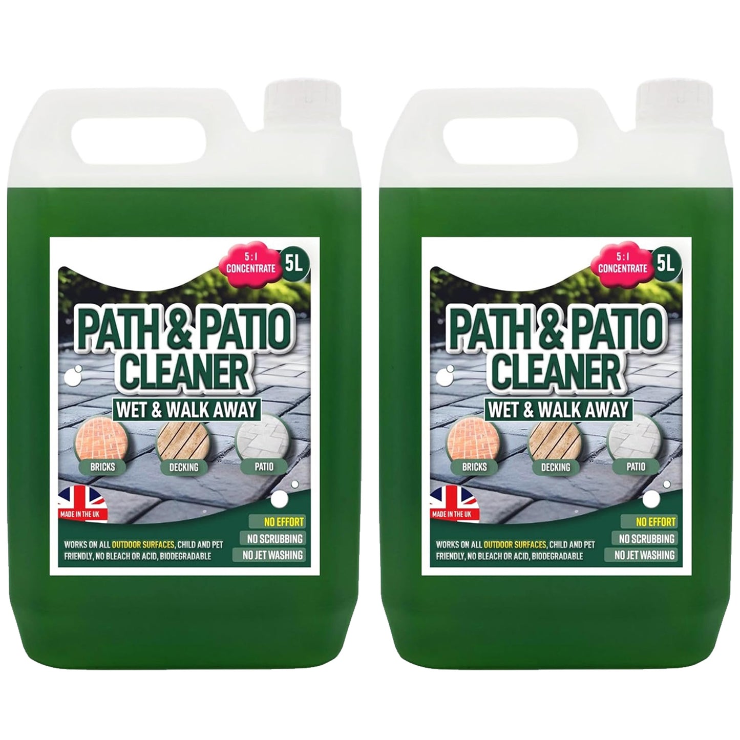 Green Stain Removing 5 Litre Patio & Path Outdoor Cleaning Fluid Solution For Driveways