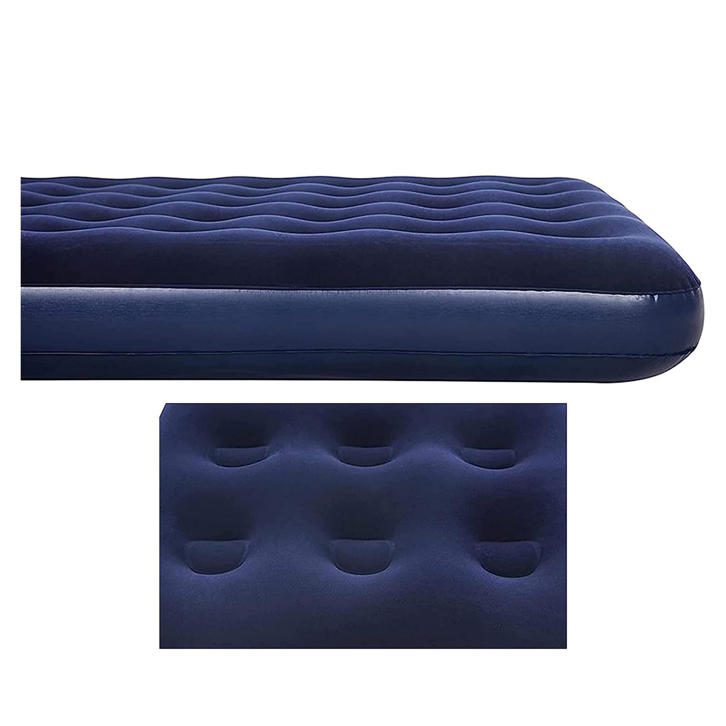 Blue Indoor Outdoor Quick Inflated Single Or Double Flocked Design Air Mattress