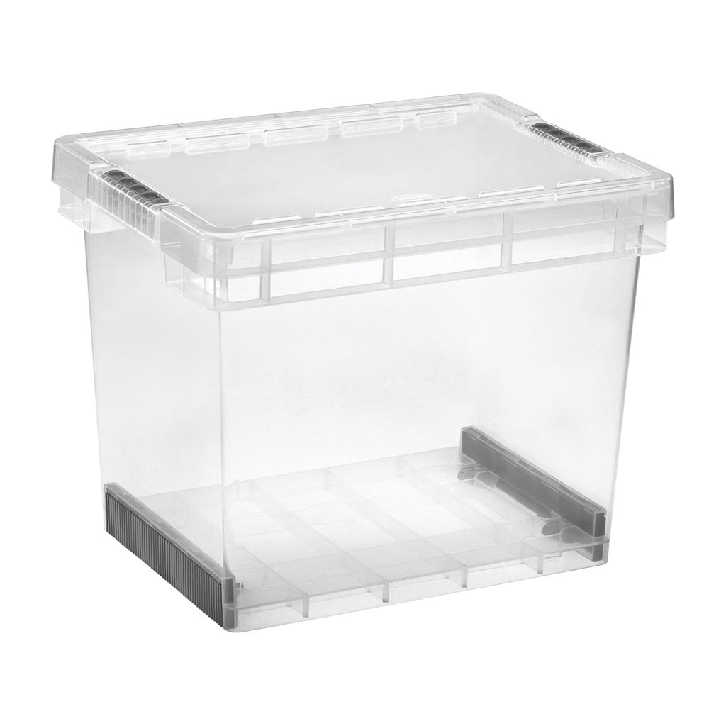 Clear Plastic Stackable Ultra Resistant Modular Plastic Storage Container Boxes With Secure Clip Lock Lids