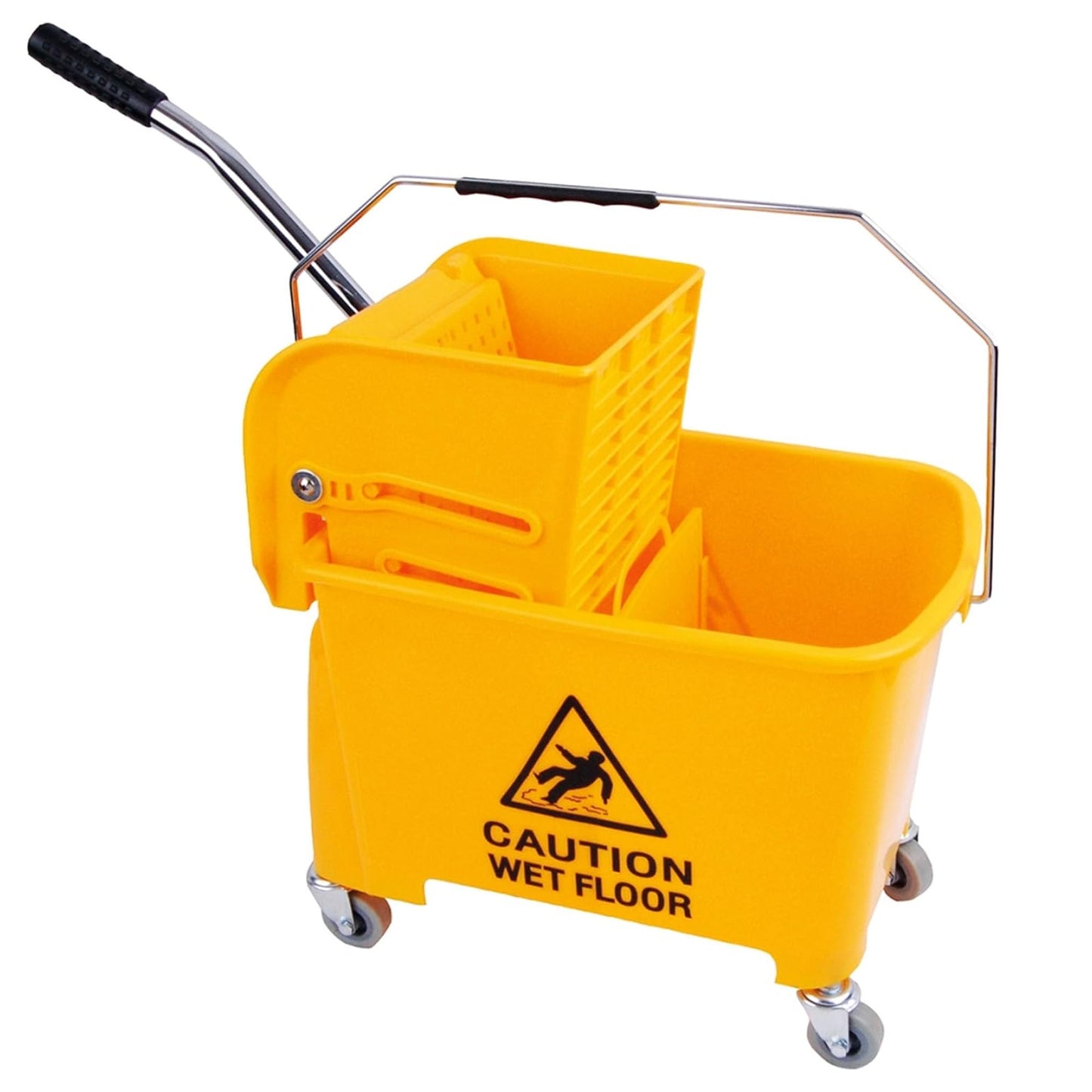 Wet Floor 20 Litre Strong Durable Kentucky Dual Bucket & Wringer Floor Cleaning System With Wheels & Handle