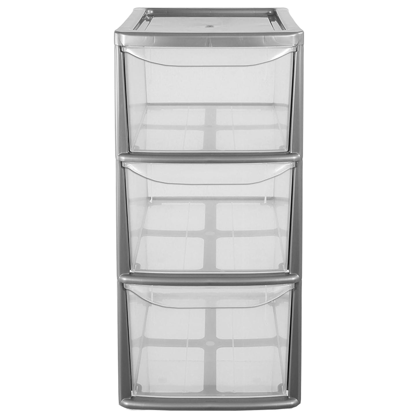 Medium Silver Or Black Modular 3 Drawer Storage Tower Unit For Home Office Schools With Clear Drawers