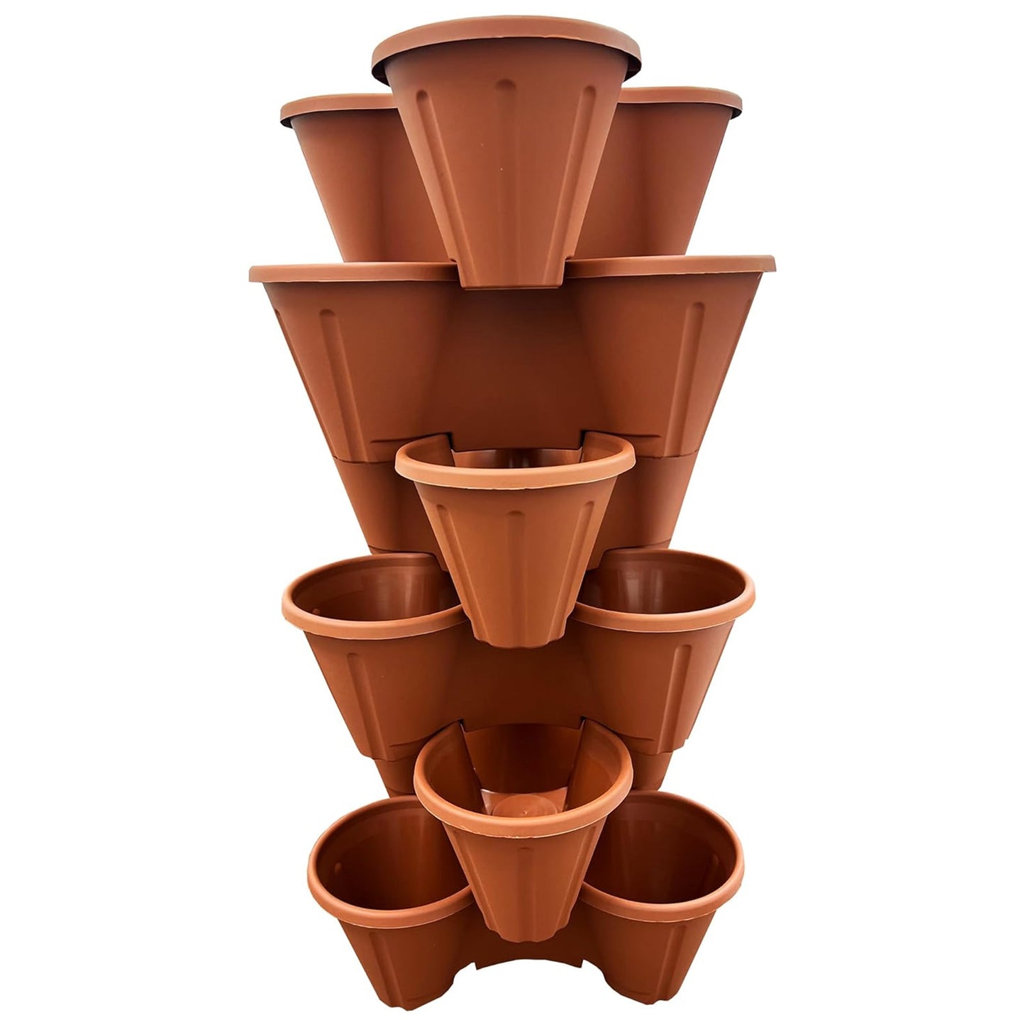 Tri-Pot Stacking Strawberry Black Terracotta Flower Herbs Vegetable Plant Pots For Home & Garden