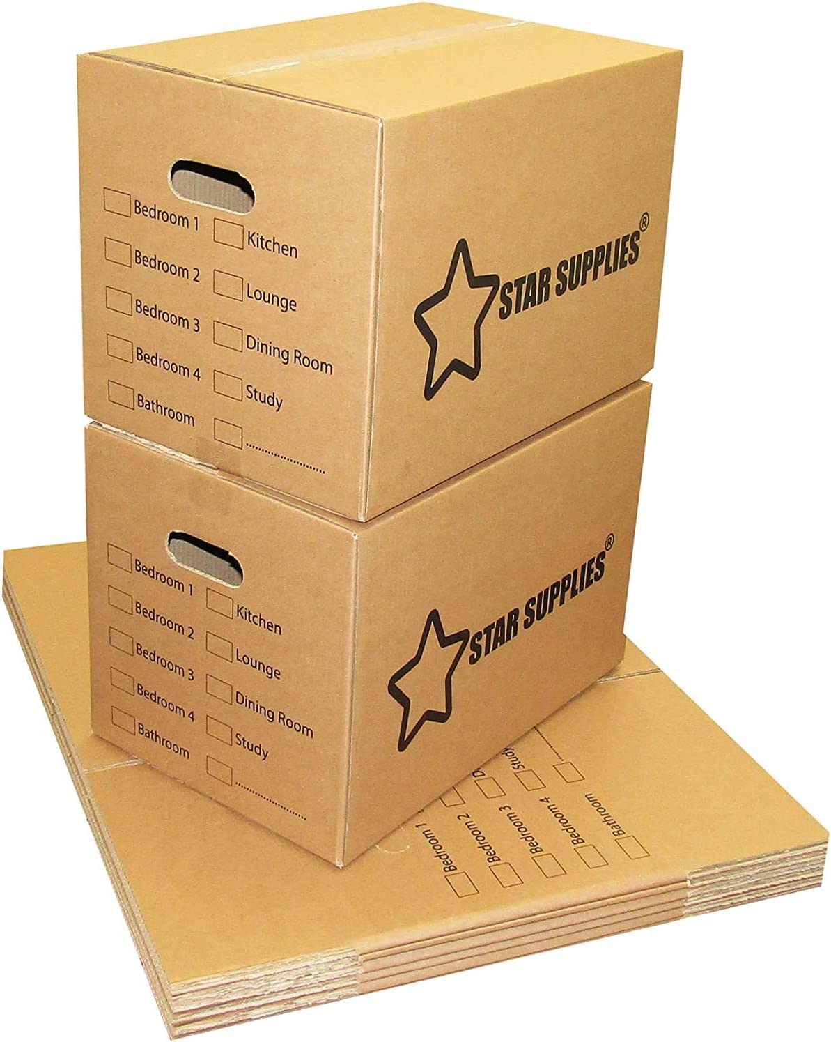 Extra Large & Medium Size Strong Printed Tick List Cardboard Removal Boxes With Carry Handles