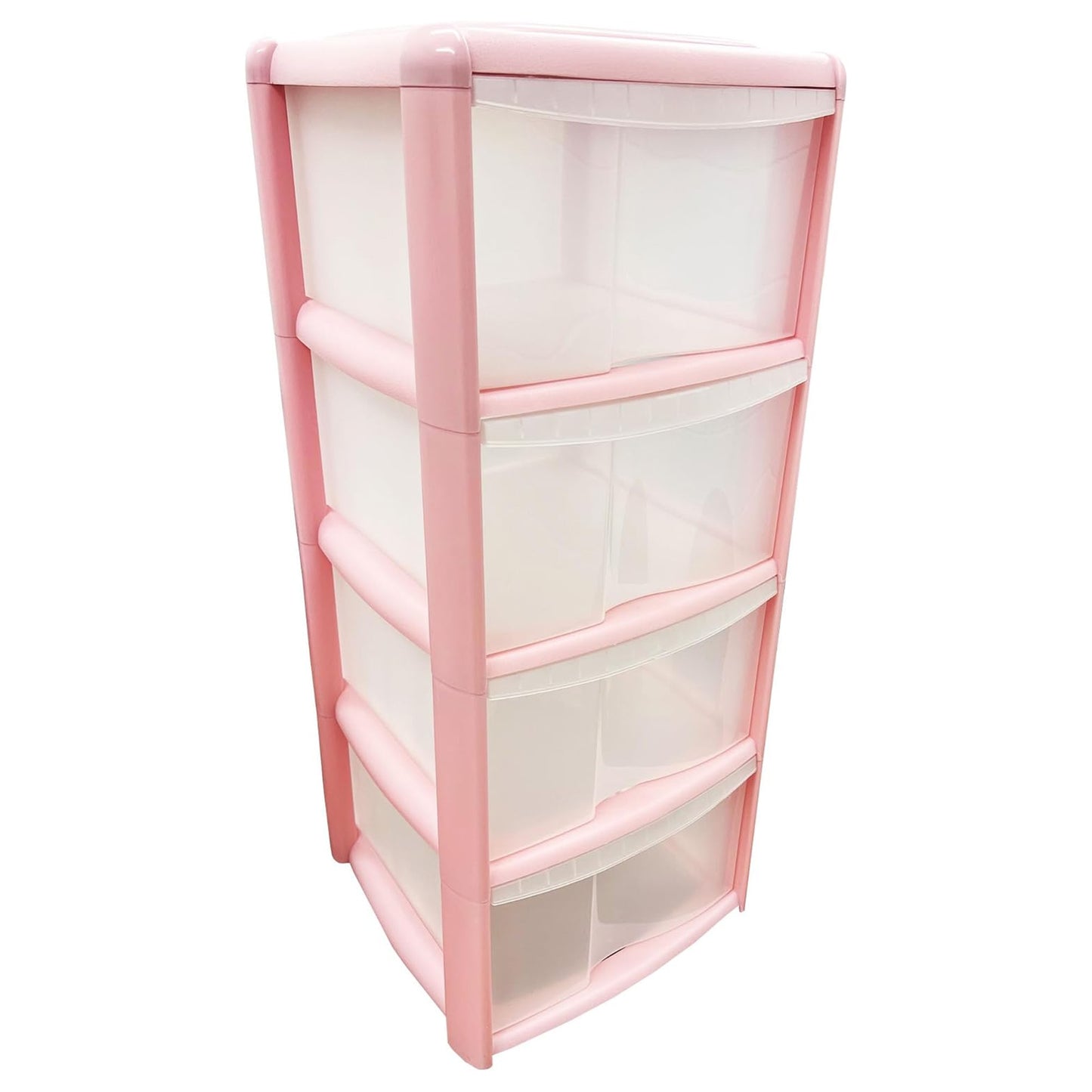 Home Schools Offices Large Pink 3 Or 4 Frosted Tower Storage Unit With Clear Drawers