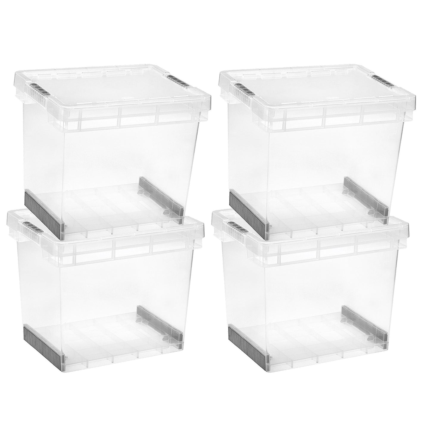 Clear Plastic Stackable Ultra Resistant Modular Plastic Storage Container Boxes With Secure Clip Lock Lids