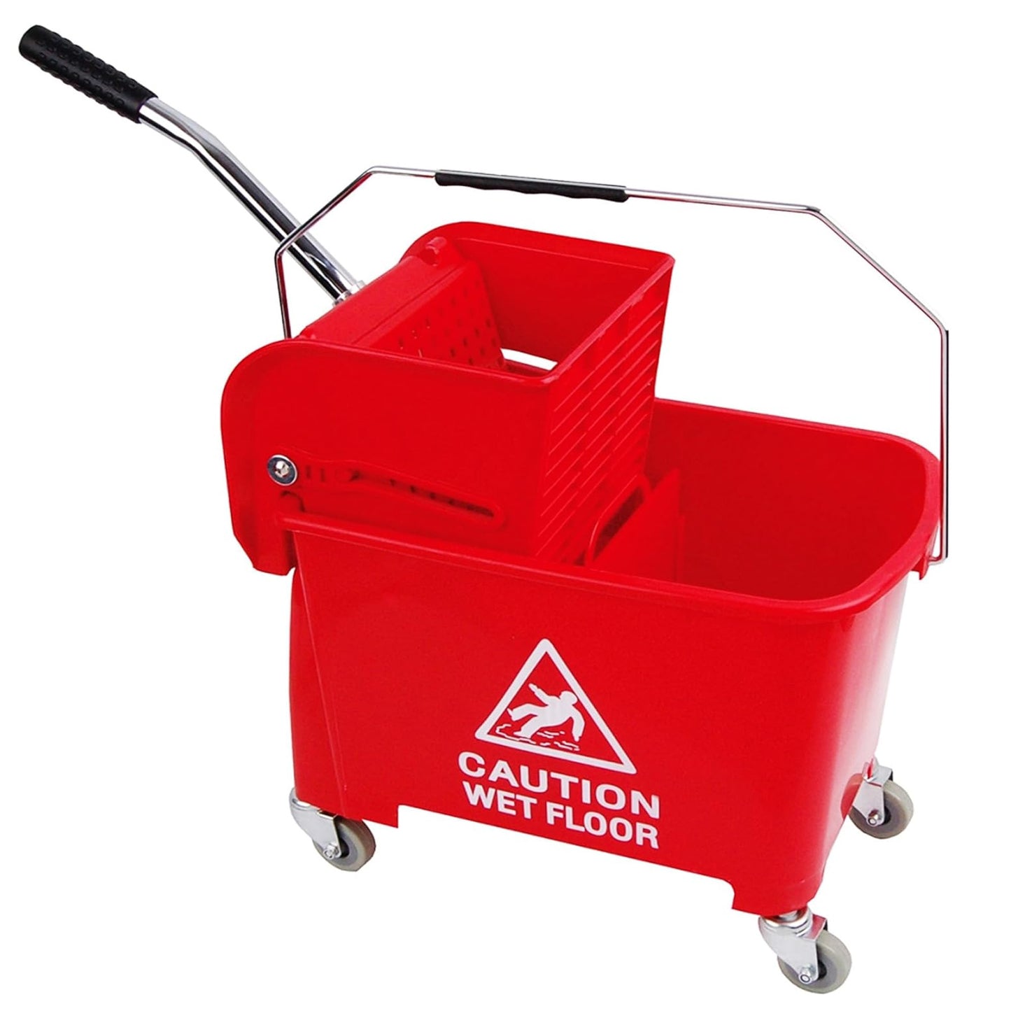 Wet Floor 20 Litre Strong Durable Kentucky Dual Bucket & Wringer Floor Cleaning System With Wheels & Handle