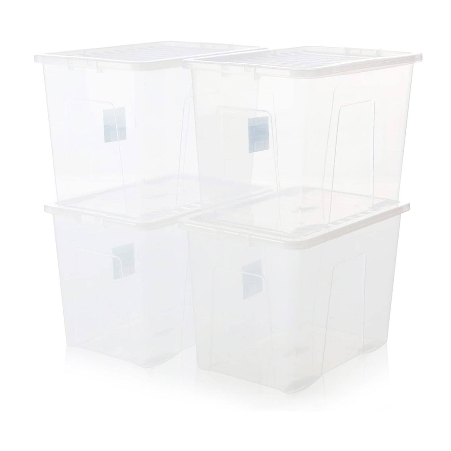 Set of 5 Clear Plastic Extra Large 80 Litre Stackable Storage Containers With Lids