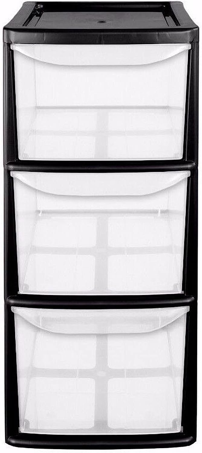 Medium Silver Or Black Modular 3 Drawer Storage Tower Unit For Home Office Schools With Clear Drawers