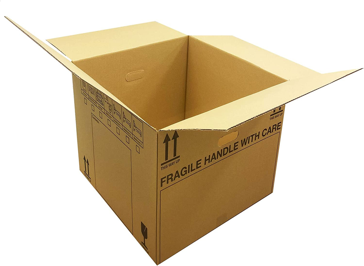 Extra Large & Medium Size Fragile Handle With Care Removal Cardboard Boxes With Carry Handles