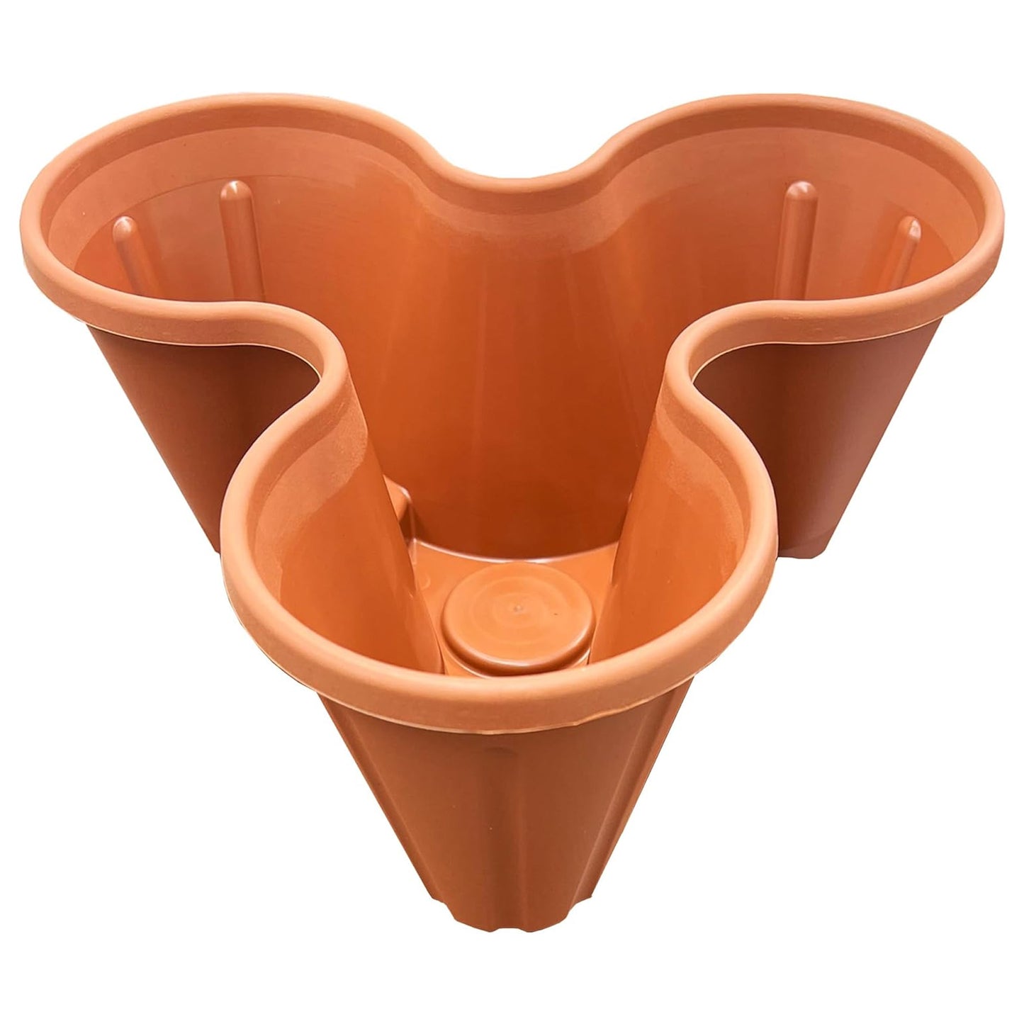Tri-Pot Stacking Strawberry Black Terracotta Flower Herbs Vegetable Plant Pots For Home & Garden