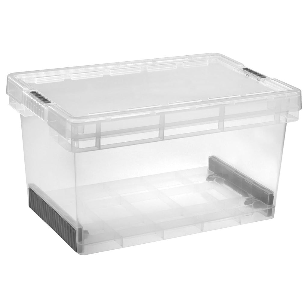 Clear Plastic Stackable Ultra Resistant Modular Plastic Storage Container Boxes With Secure Clip Lock Lids