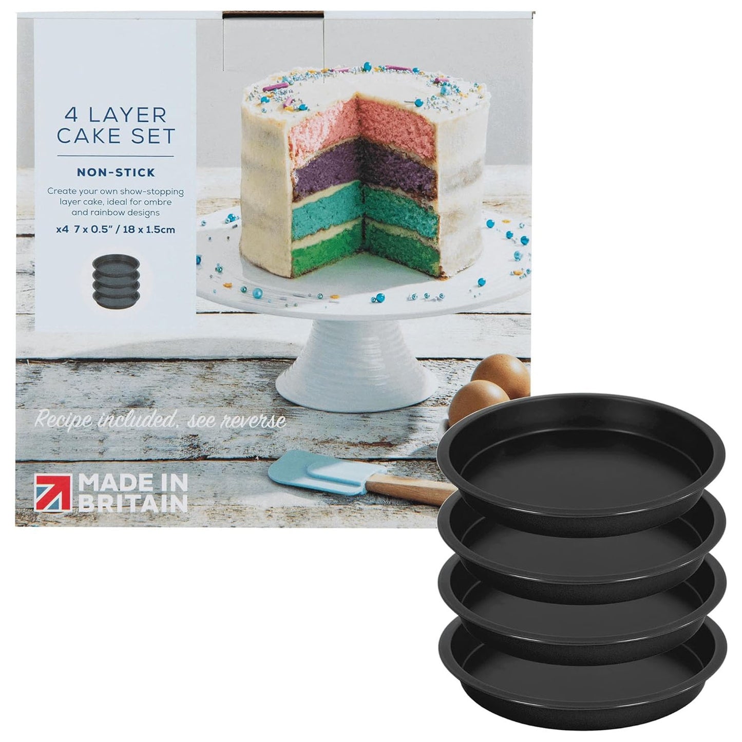 4 Layer Cake Set Non Stick Ideal For Ombre & Rainbow Cake Designs