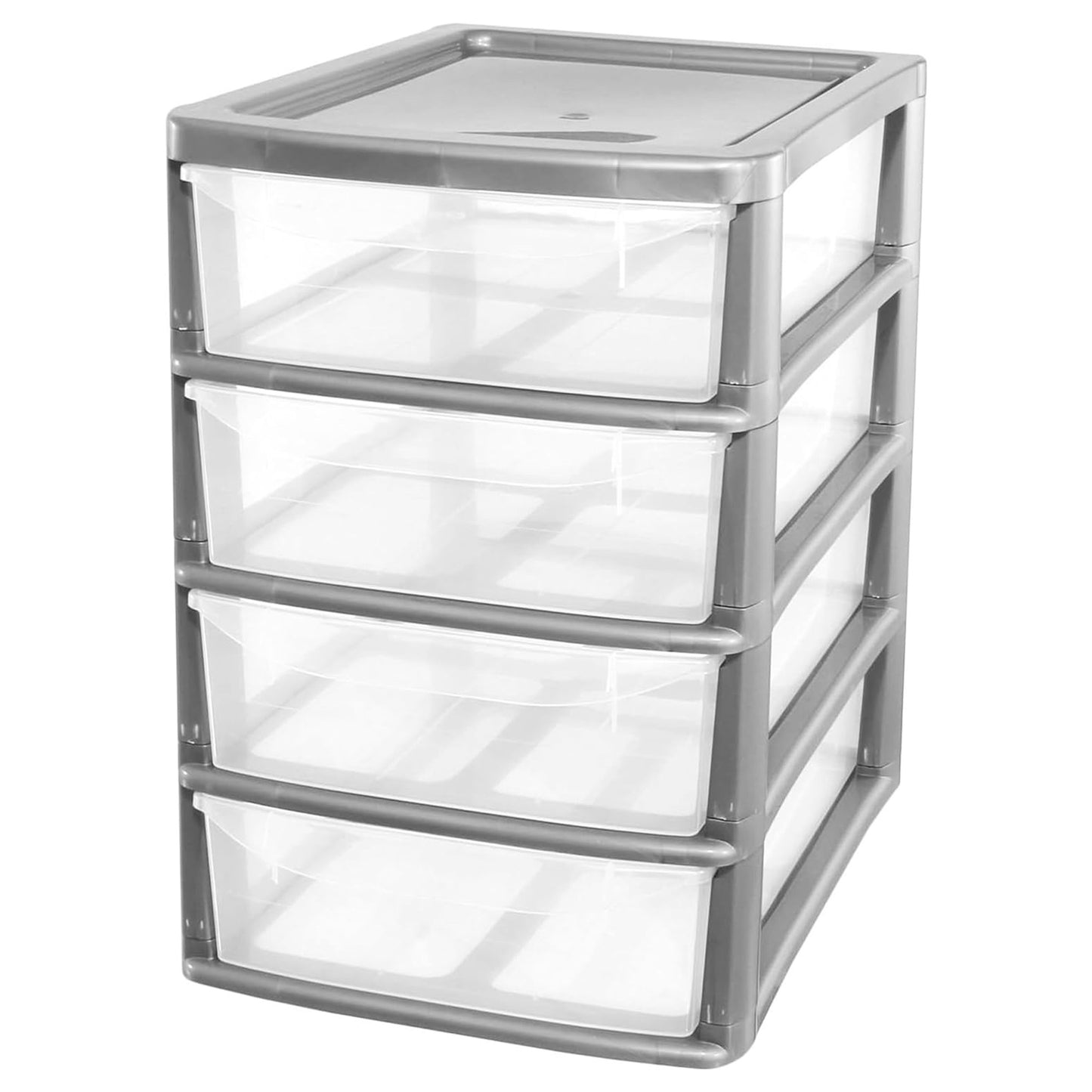 Black Or Silver A4 Desktop Bedside 4 Pull Out Storage Tower Units With Clear Drawers For Home Office