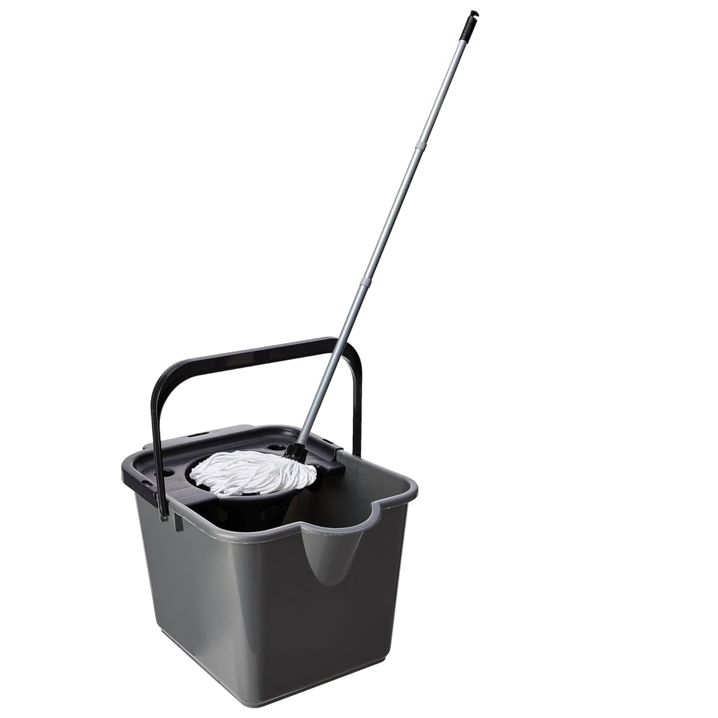 Red, Green, Yellow, Blue & Metallic 12 Litre Cotton Mop & Bucket Hard Floor Cleaning Set With Wringer & Pouring Lip