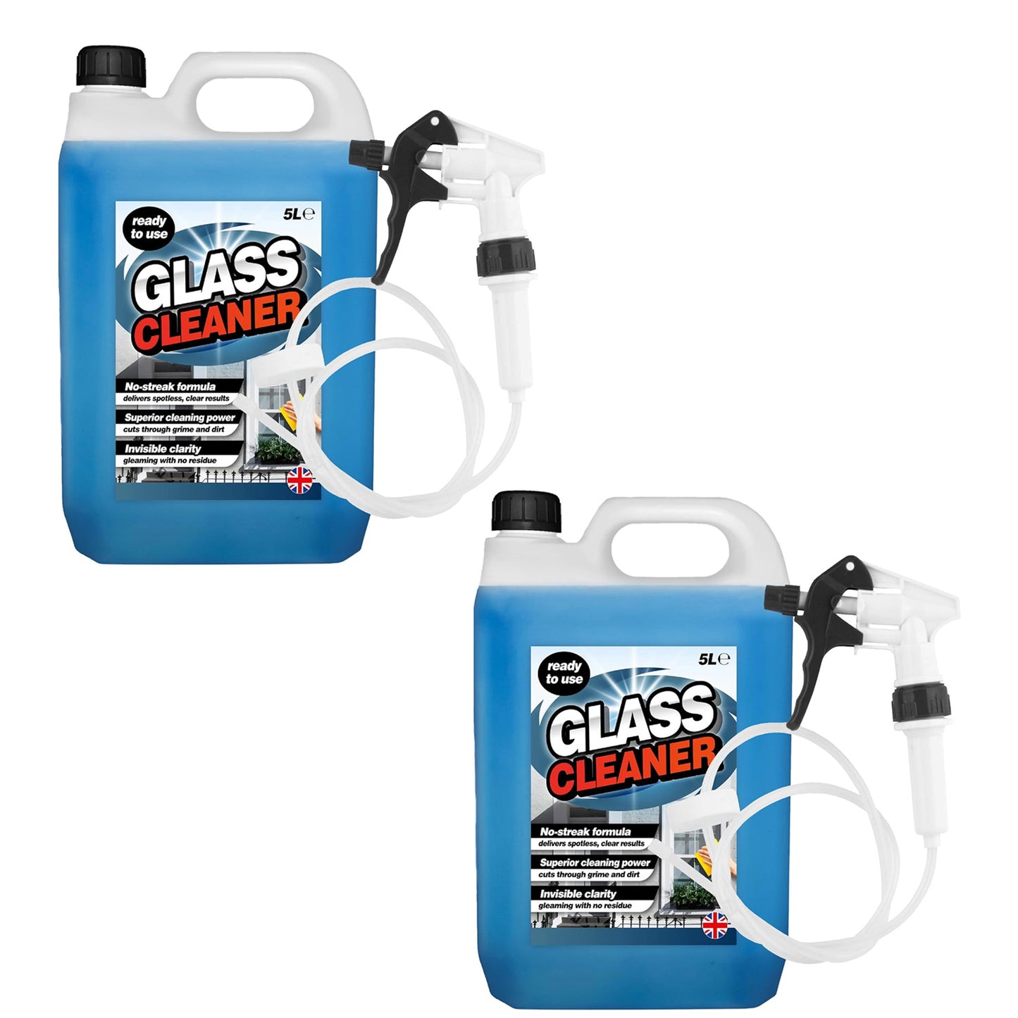5 Litre Glass Cleaner Cuts Through Grime & Dirt With Long Hose Trigger