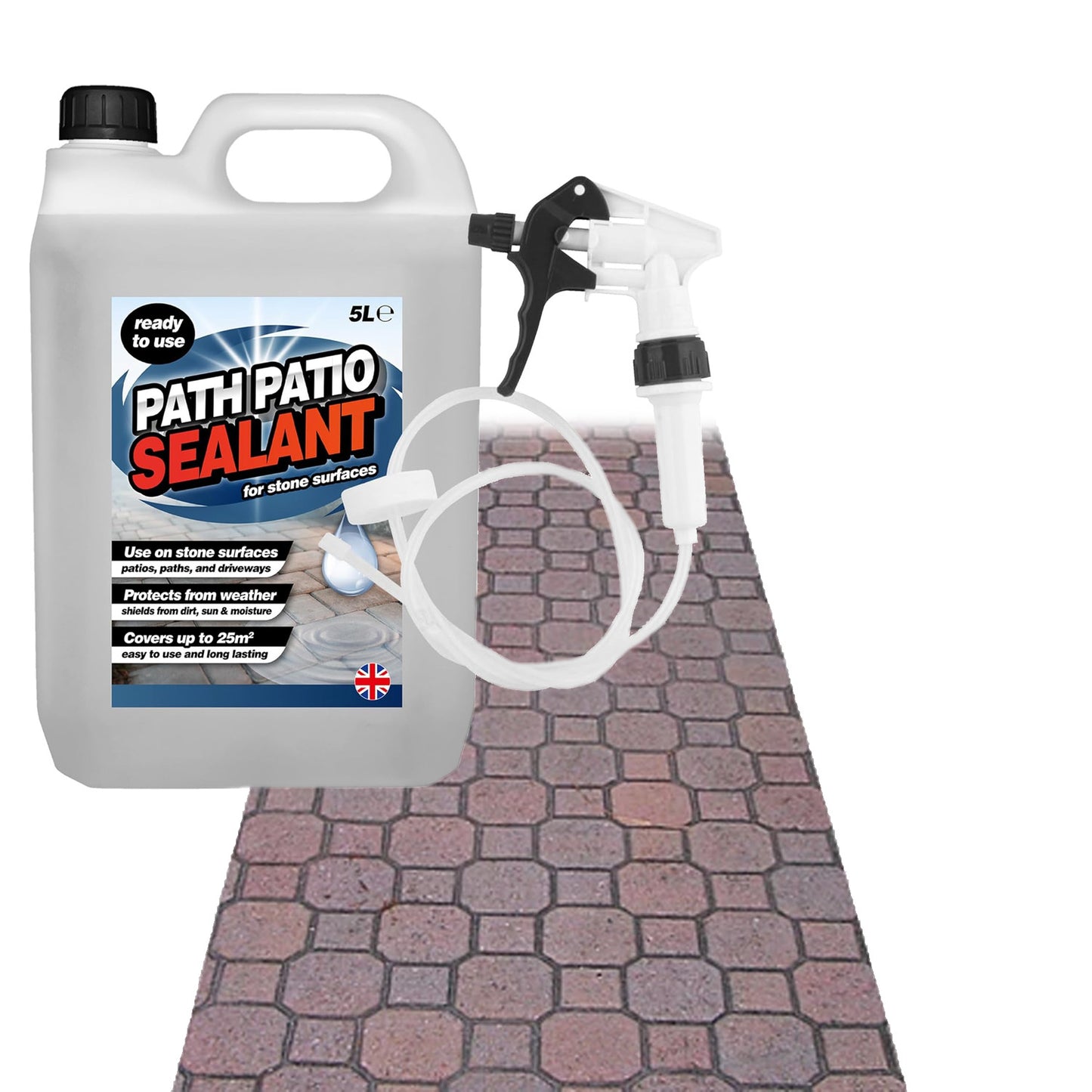 5 Litre Path Patio Sealant Designed To Protect Stone Surfaces With Hose Trigger
