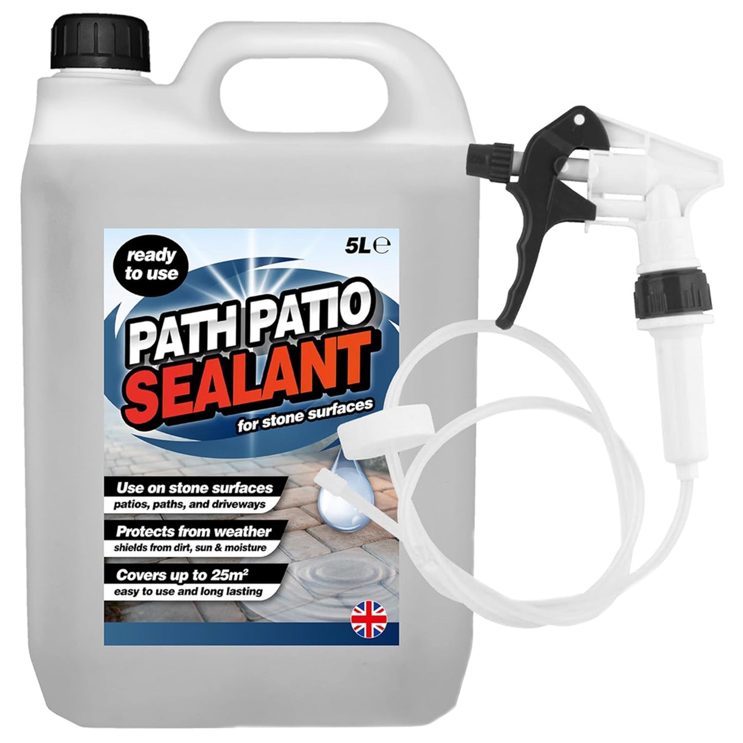 5 Litre Path Patio Sealant Designed To Protect Stone Surfaces With Hose Trigger