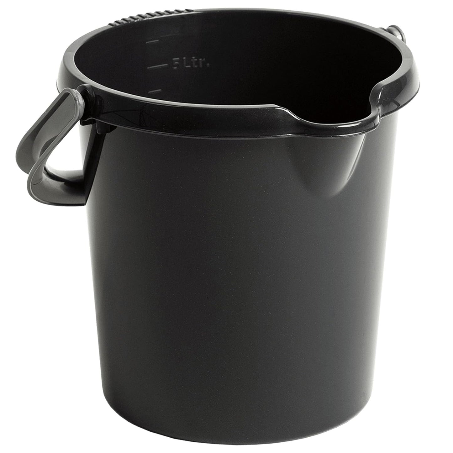 Multipurpose Storage, Garden, Cleaning & Kitchen 5 Litre Strong Plastic Black Or Grey Buckets With Handle