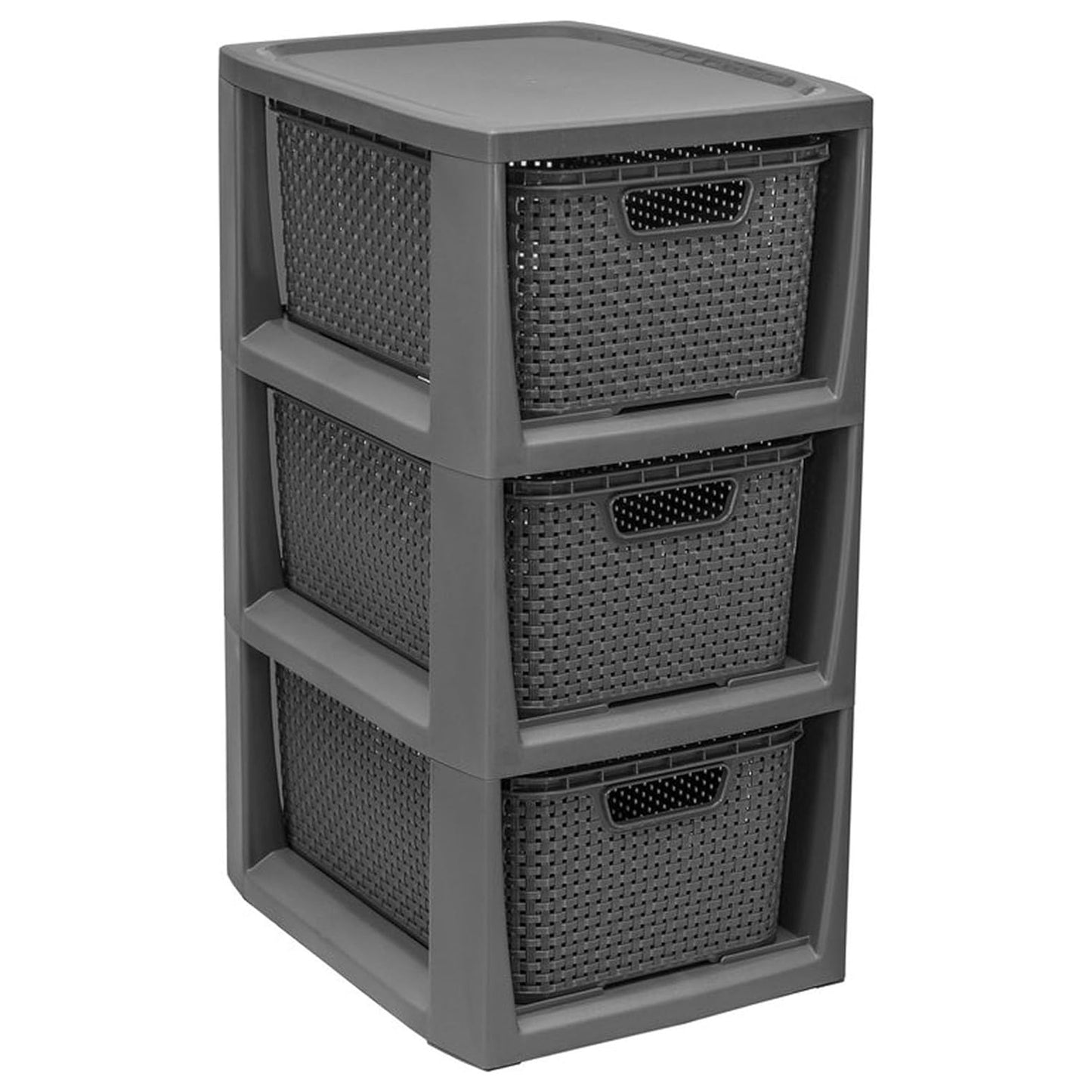 3, 4 Or 5 Drawer Large Spacious Rattan Effect Cream & Grey Home OfficeModular Storage Tower Unit