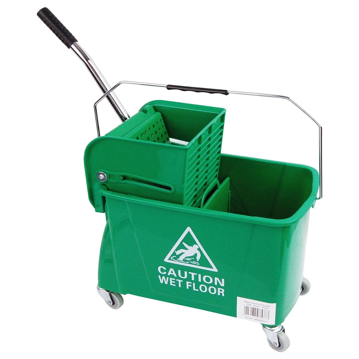 Wet Floor 20 Litre Strong Durable Kentucky Dual Bucket & Wringer Floor Cleaning System With Wheels & Handle
