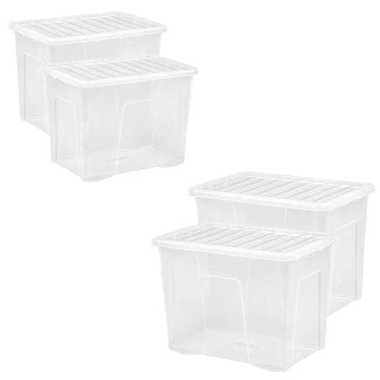 Crystal Clear Transparent Large 80 Litre See Through Home Office Storage Containers