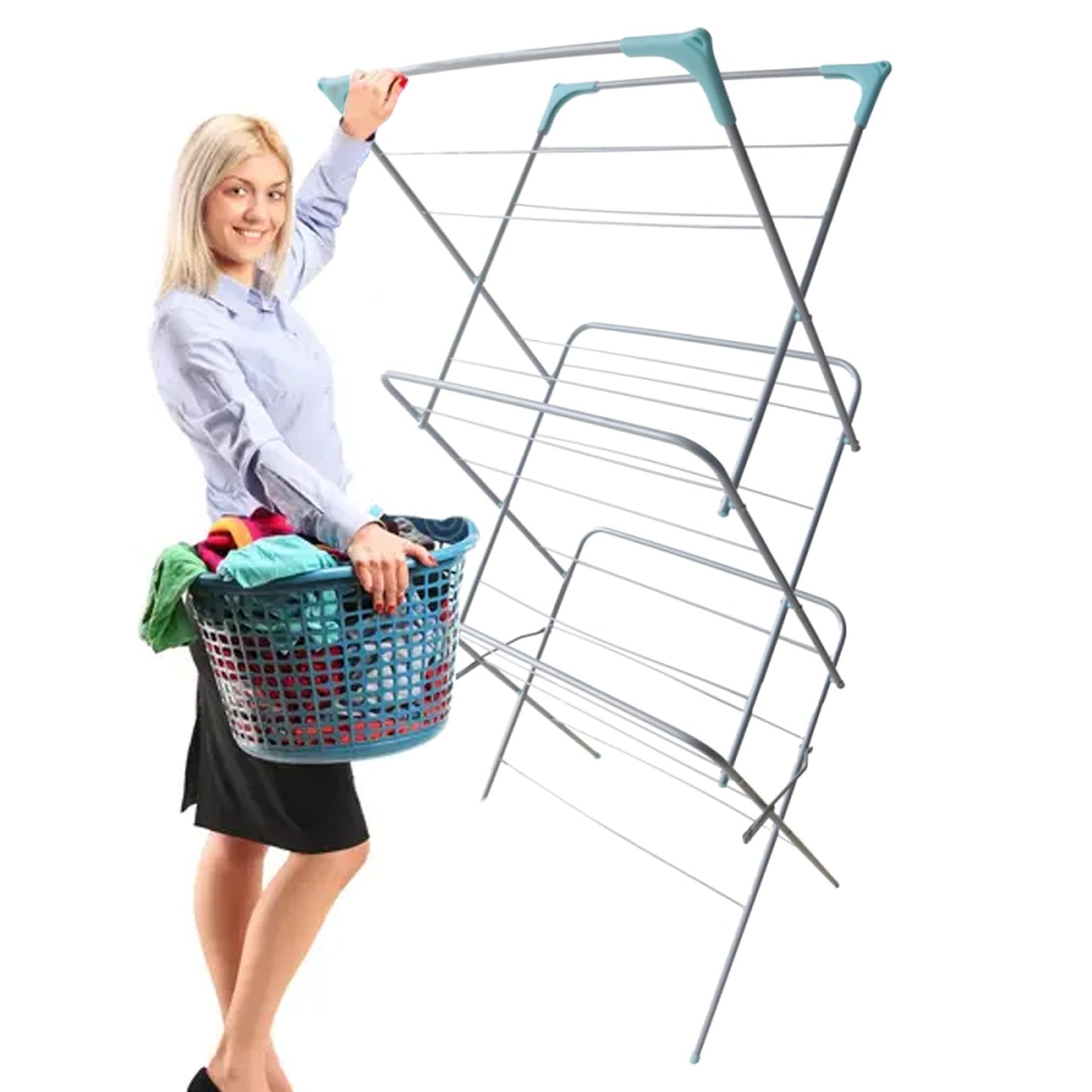 Non-Slip Foldable 3 Tier Clothes Drying Rack Lightweight Ideal For Indoor & Outdoor Use