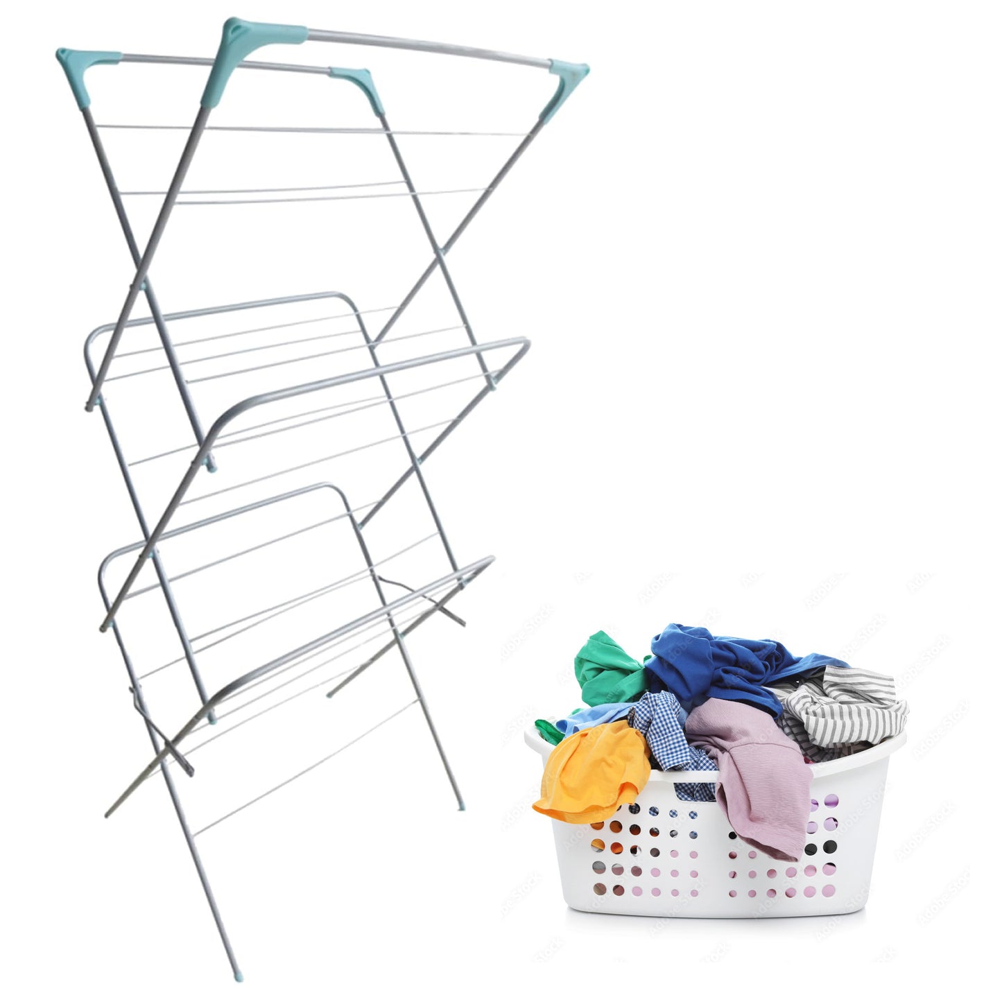 Non-Slip Foldable 3 Tier Clothes Drying Rack Lightweight Ideal For Indoor & Outdoor Use